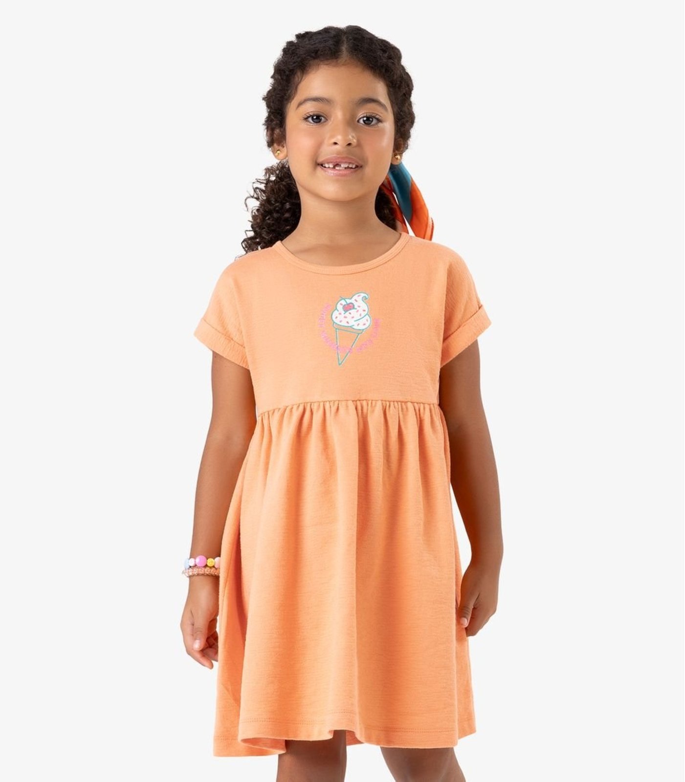 Infantil – Vestido Malhão Fruit Rovi Laranja