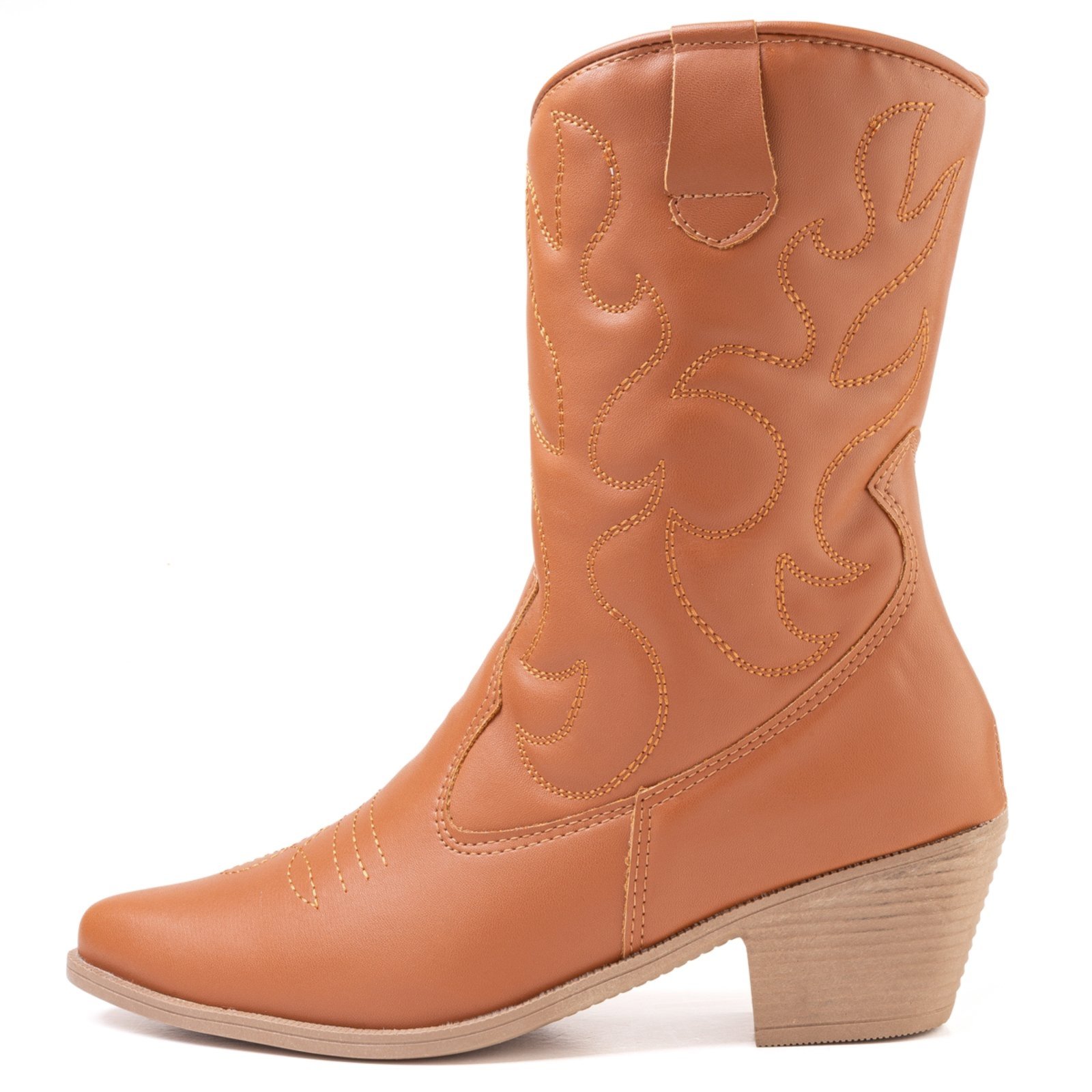 Bota Country Western Zature Texana Bordada Caramelo