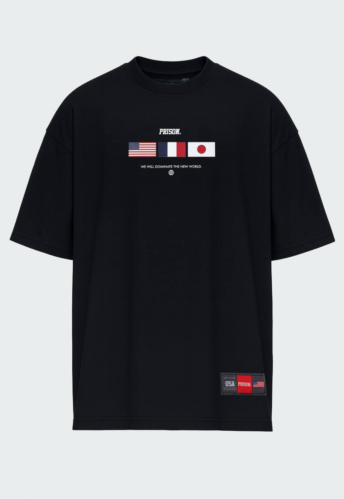 Camiseta Oversized New World Algodao Preta Prision Preto