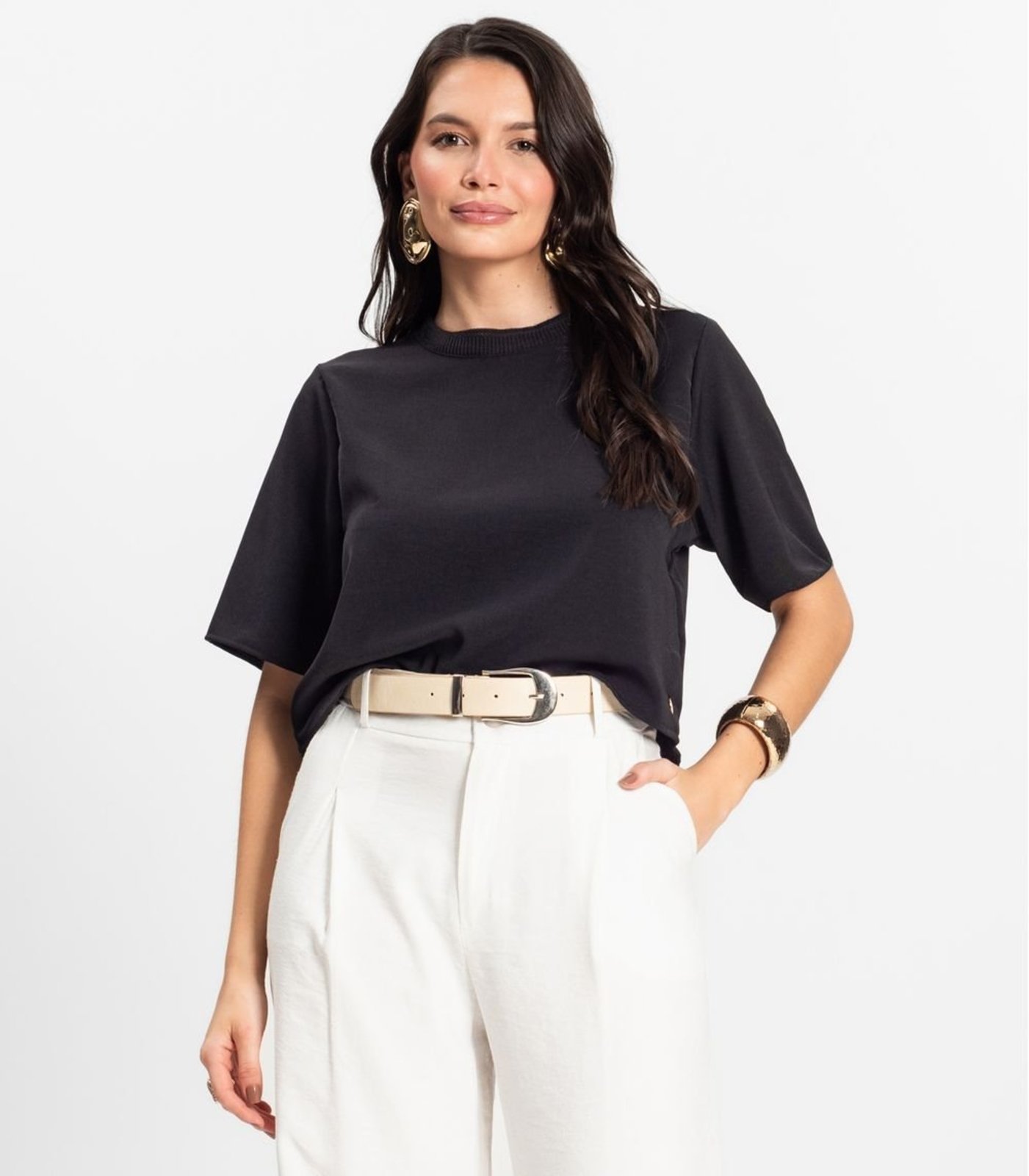 Vista 2 Blusa Feminina em Twill Cey Rovitex preto Rovitex preto