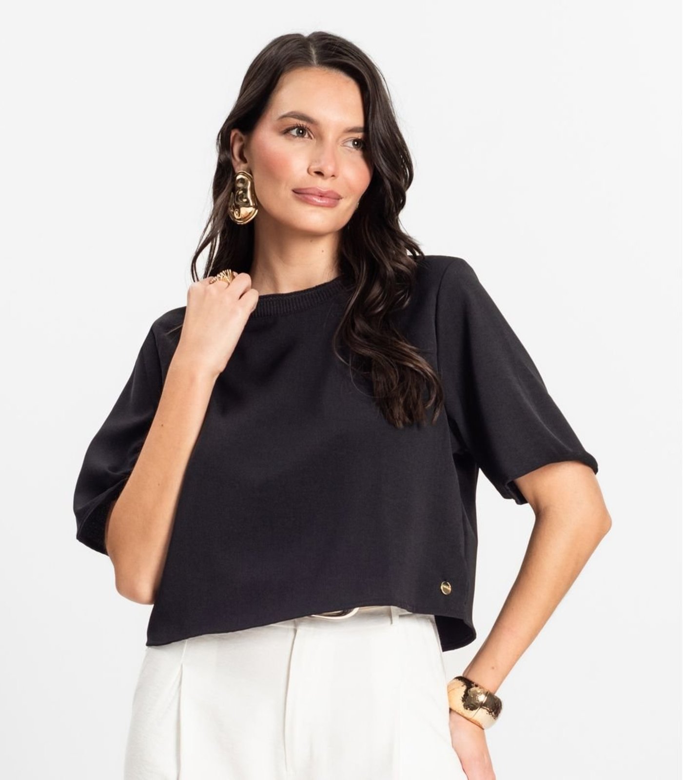Vista 3 Blusa Feminina em Twill Cey Rovitex preto Rovitex preto