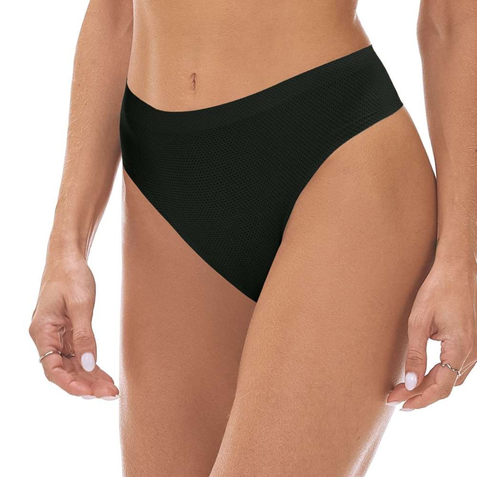 Calcinha Fio Dental Laser Termofusionada Respirável Preta Zee Rucci