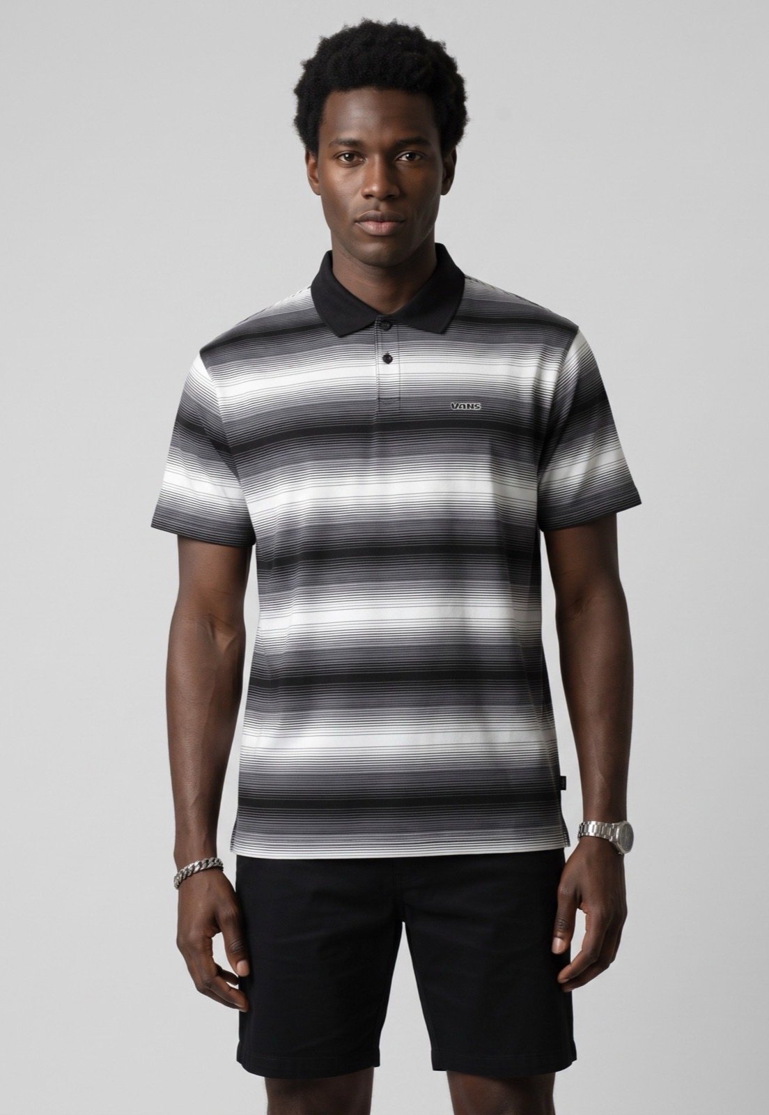 Polo Masculina Vans Molino Shadow Stripe Preta