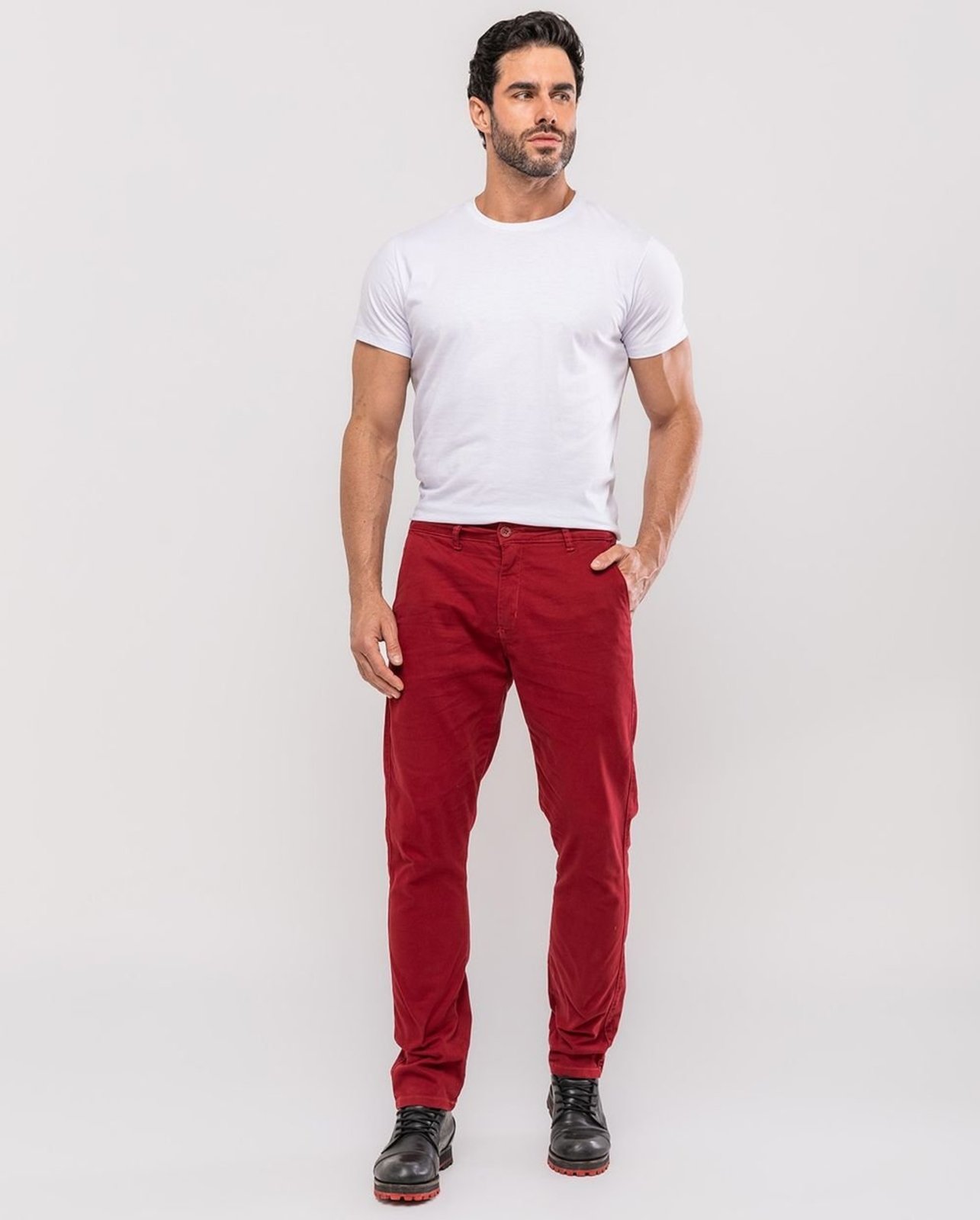 Calça Chino Masculina 11000 Vinho Consciência