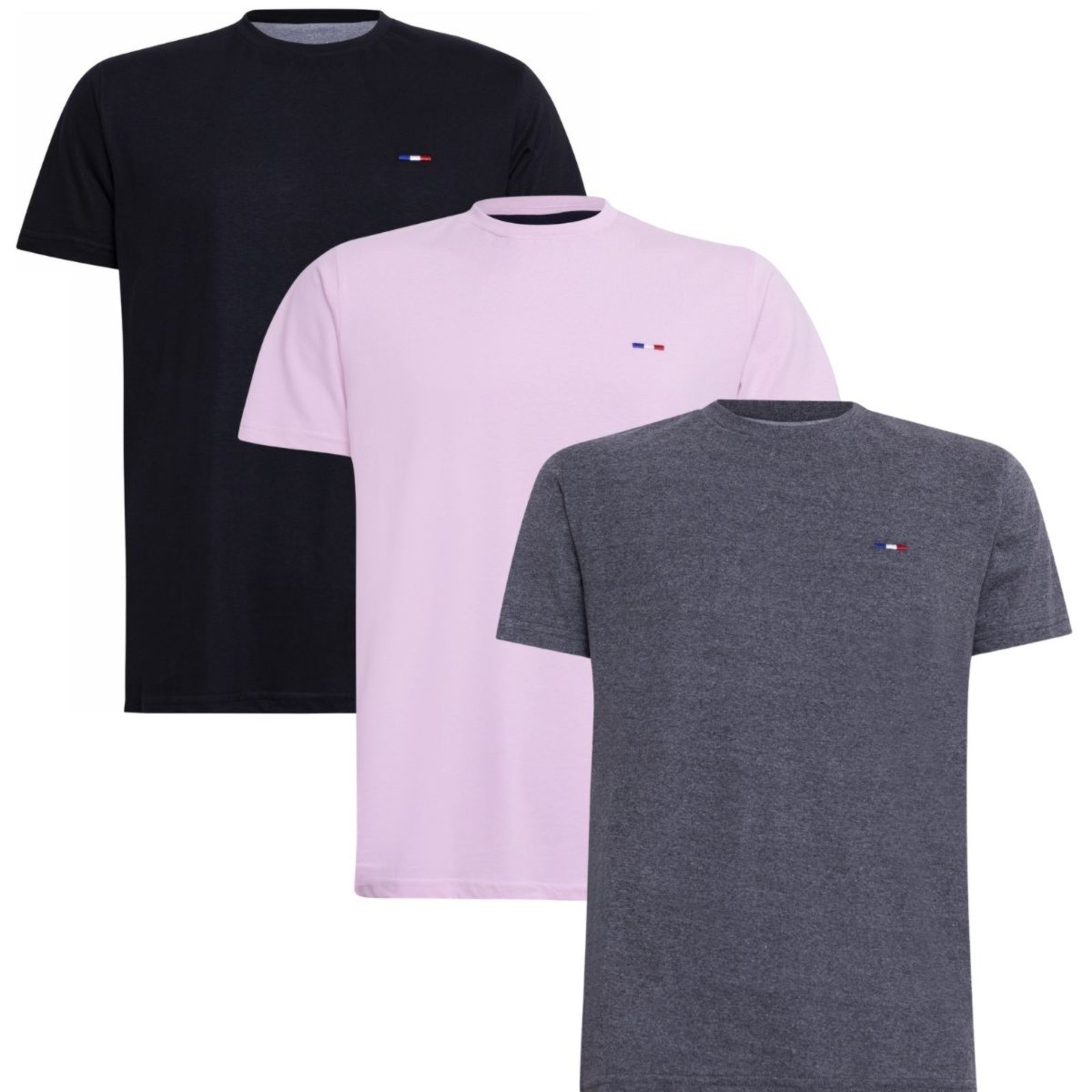 Kit 3 Peças Camisetas FMF Básicas Masculina Industrie em Algodão Premium no Estilo Tommy Bordado França