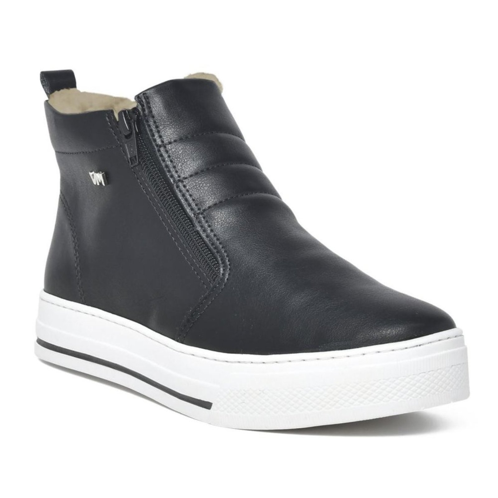 Bota Via Marte 030-001-02 Forrada Lã Pelinho Feminina Via Marte Preto