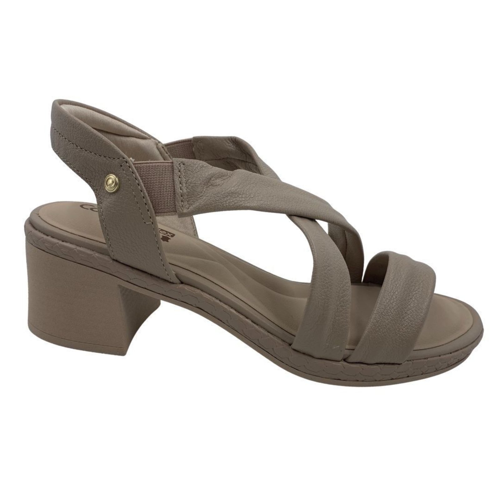 Sandália Casual Couro Comfortflex Salto Bloco Bege 2567403 – Bege – comfortflex
