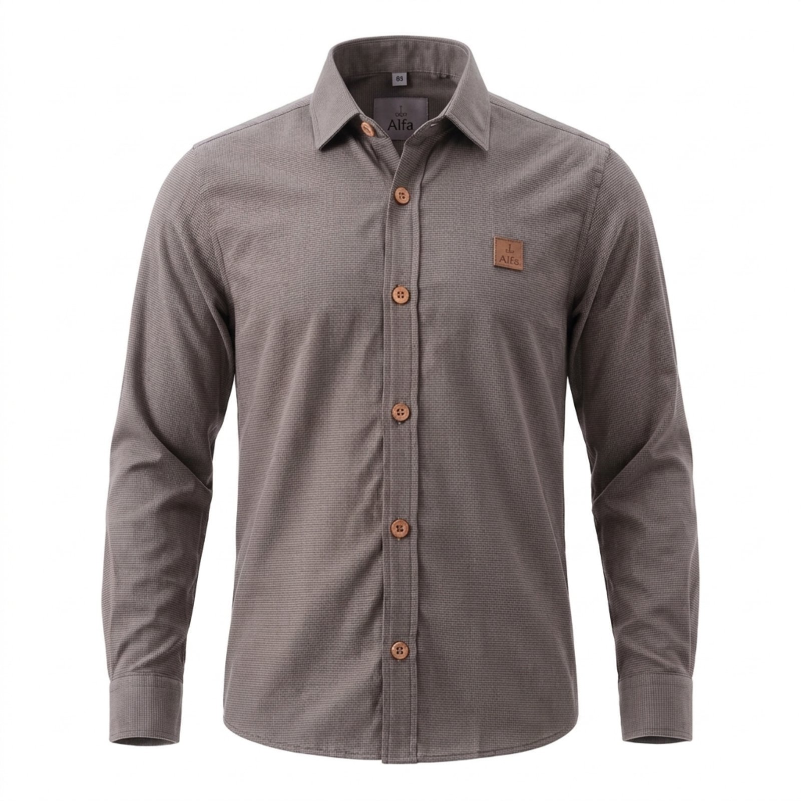 Infantil - Camisa Social Alfa Algodão Com Elastano Manga Longa Luxo Chumbo