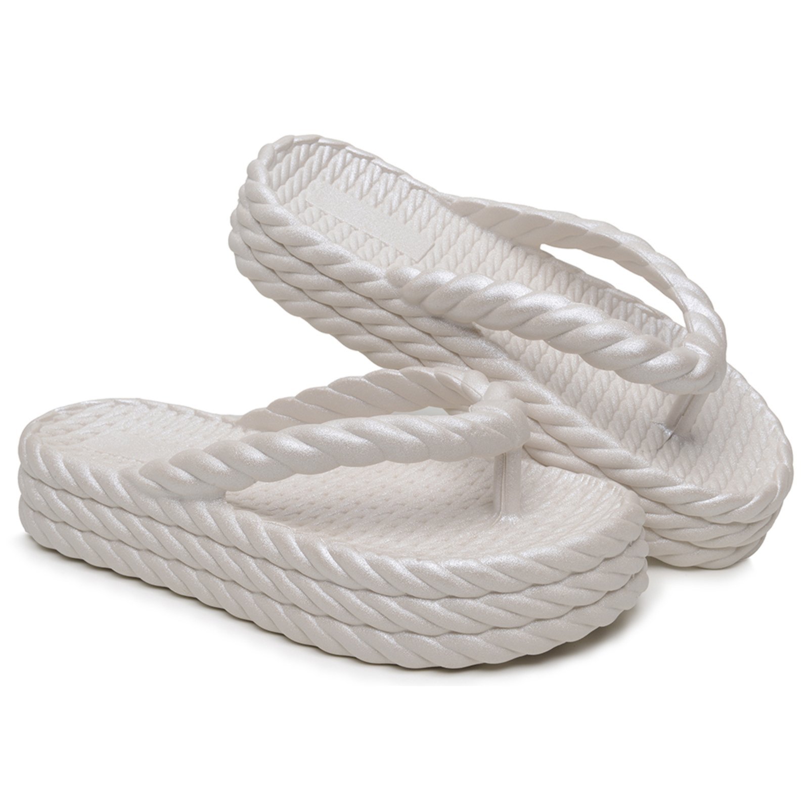 Chinela Feminina Flatform A. Andrade Sandália Casual Plataforma Trança Elegante Metalizado Prata