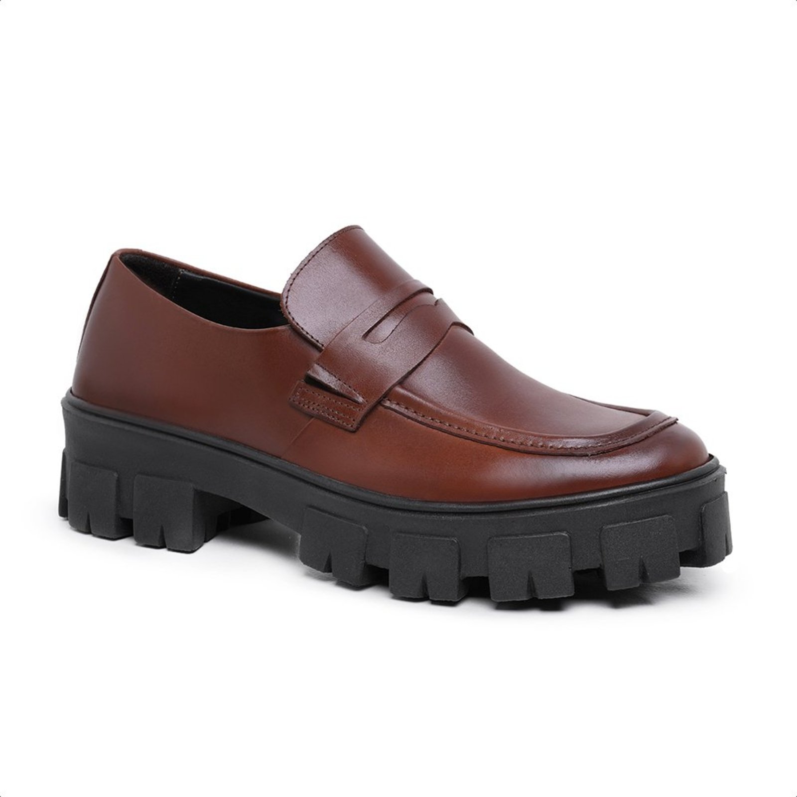 Sapato Masculino Marrom Mocassim Malbork Solado Tratorado 4018M