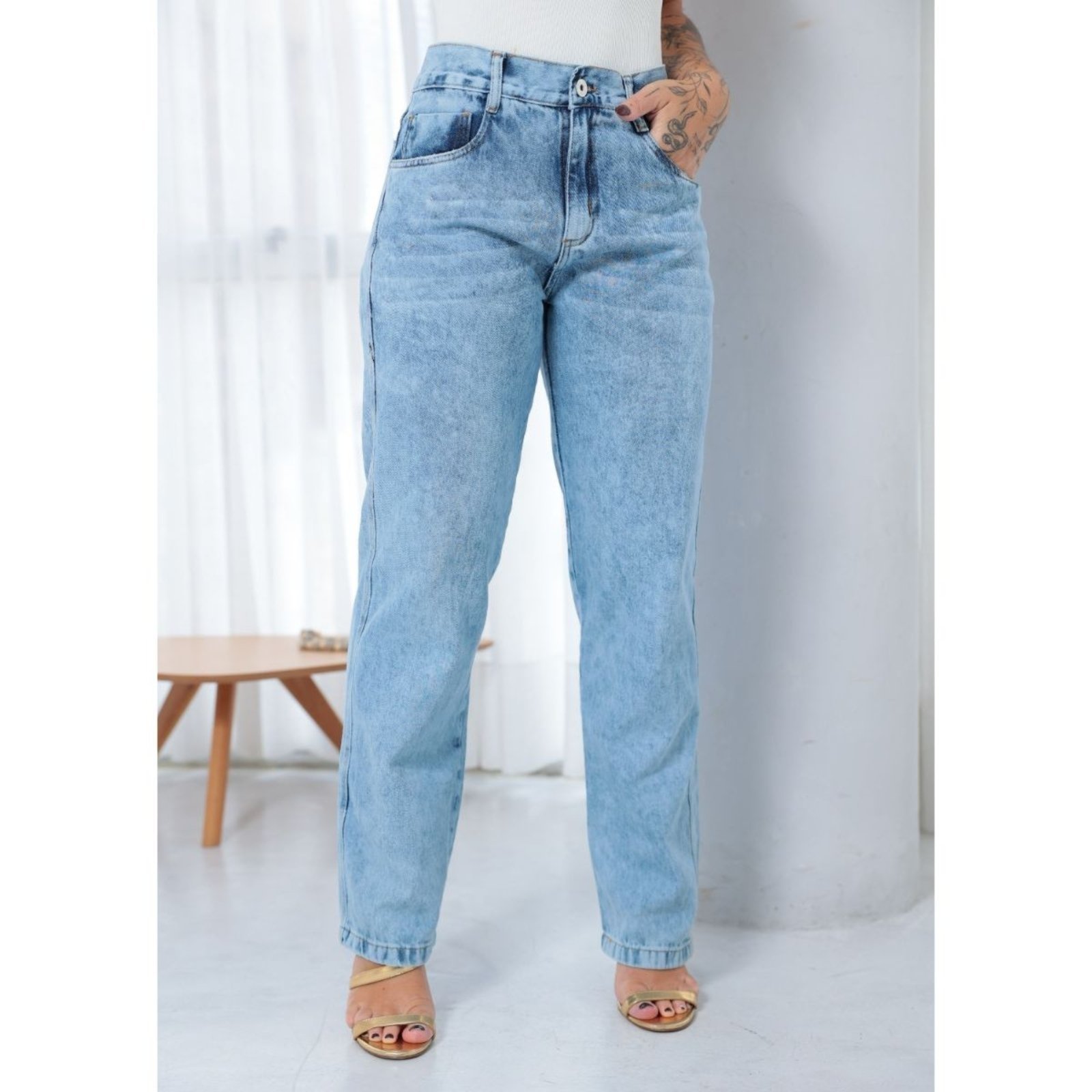 Calça Feminina Alleppo Jeans Kyara Clara Manchada