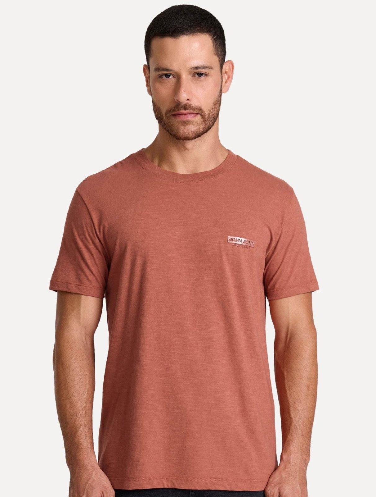 Camiseta John John Masculina Slim Fit Flame Laranja Escuro