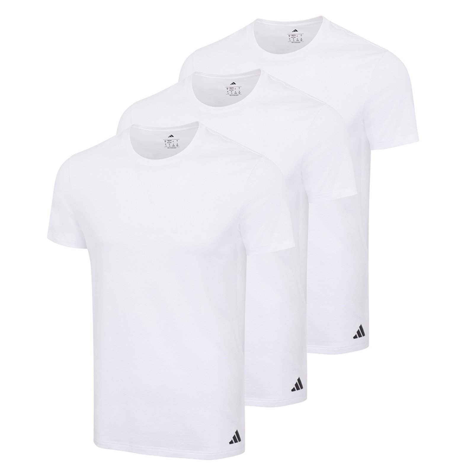 Vista 2 Kit com 3 Camisetas Gola Careca adidas Underwear branco Adidas Underwear branco
