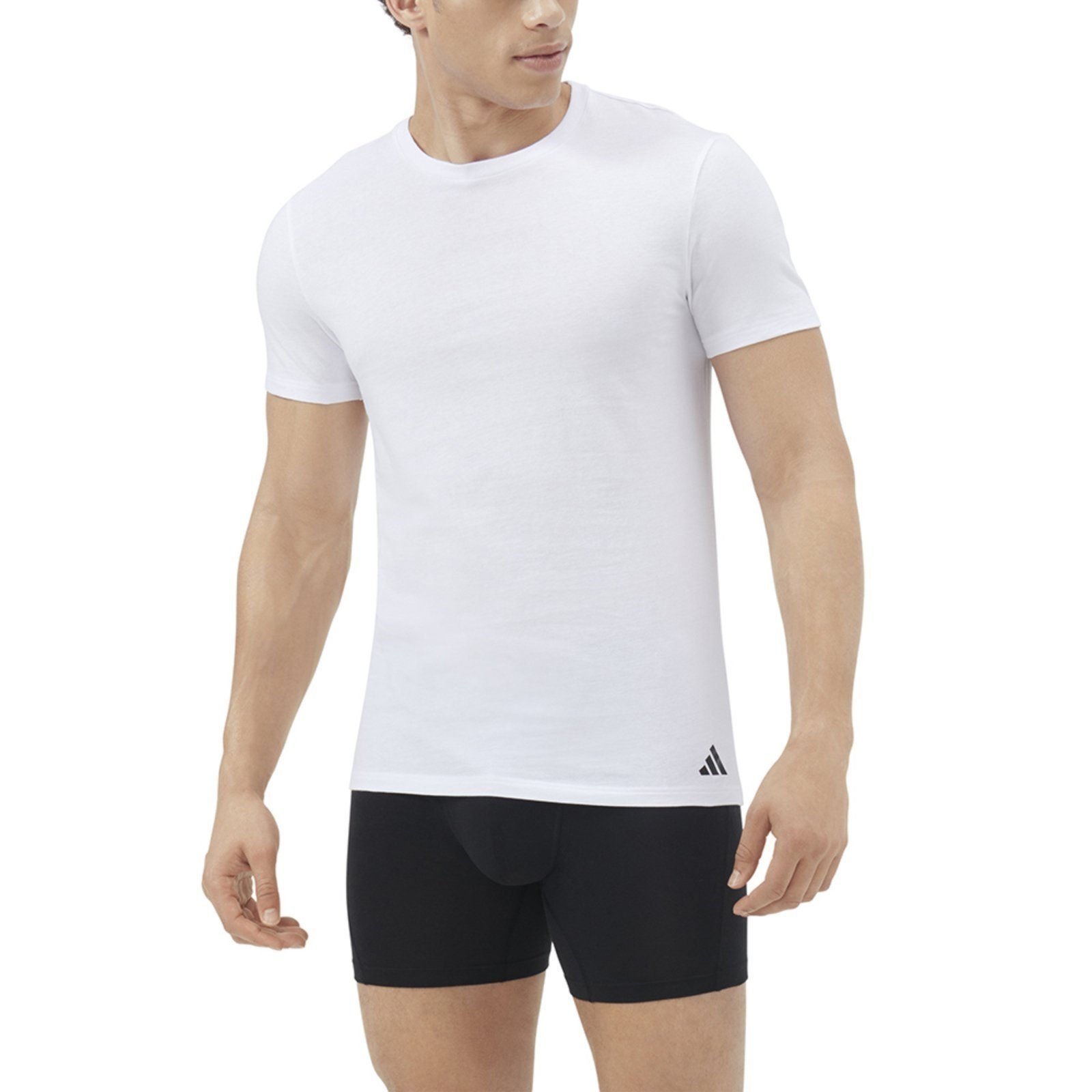 Vista 3 Kit com 3 Camisetas Gola Careca adidas Underwear branco Adidas Underwear branco