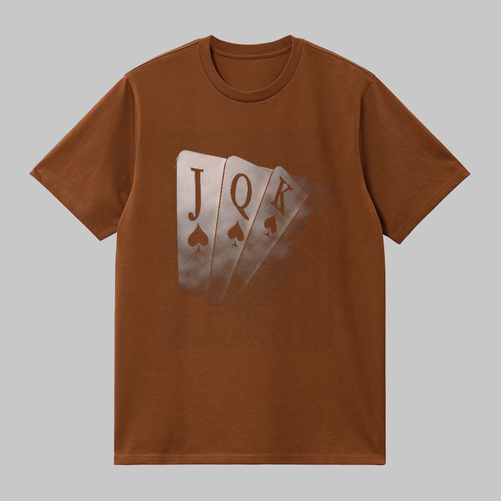 Camiseta Básica Royal Flush Cartas De Poker Baralho Unissex Marrom