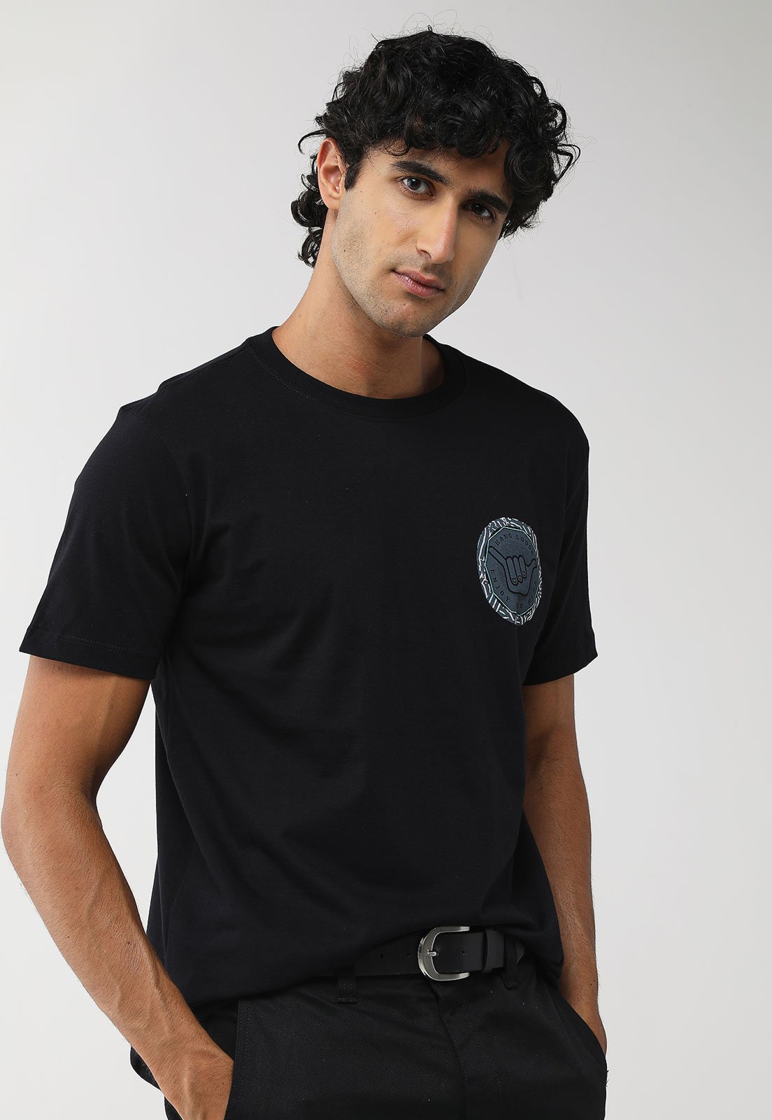 Camiseta Masculina Hang Loose Silk MC College Preta