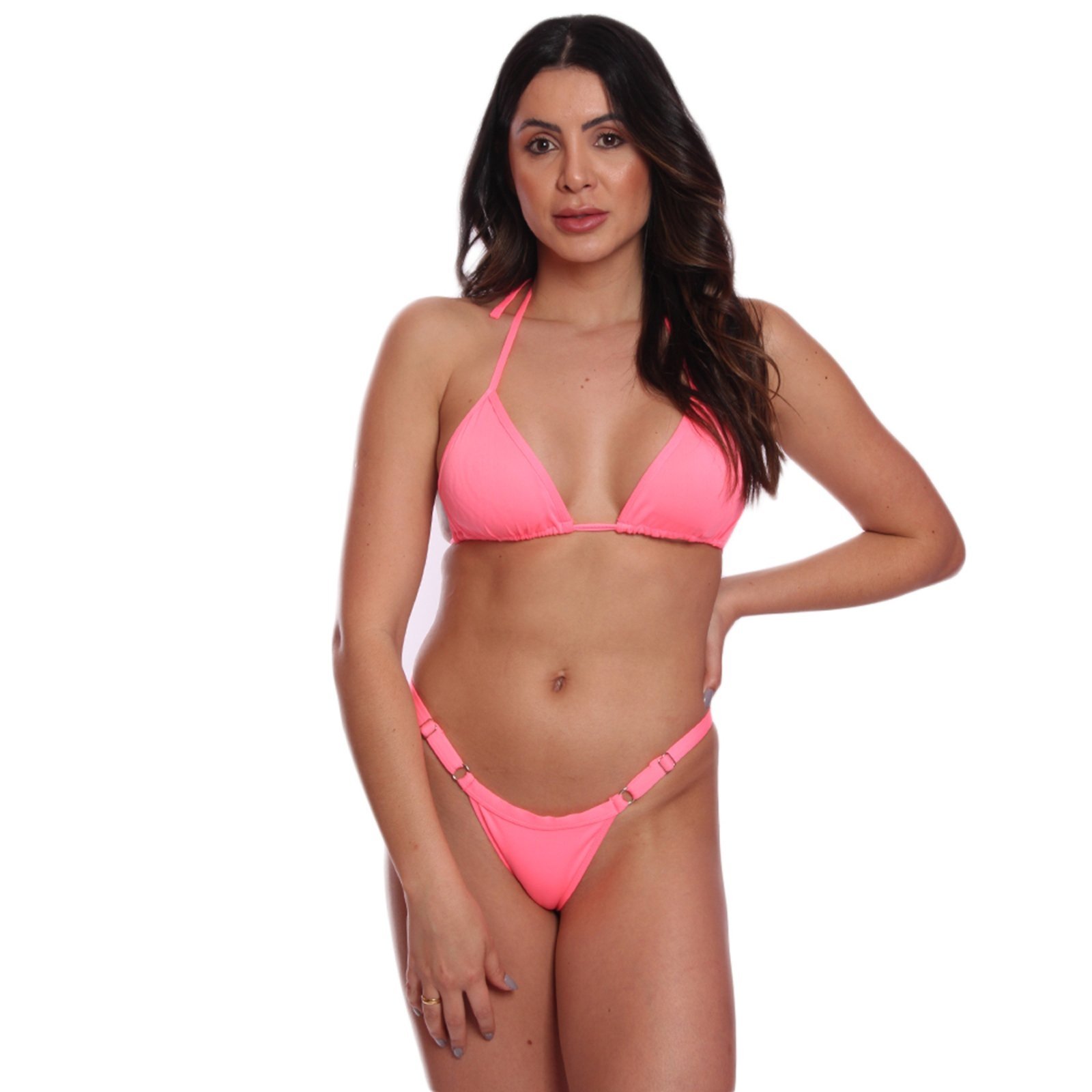 Conjunto Biquíni Feminino Vih Triny Cortininha Com Calcinha Reguladora Rosa