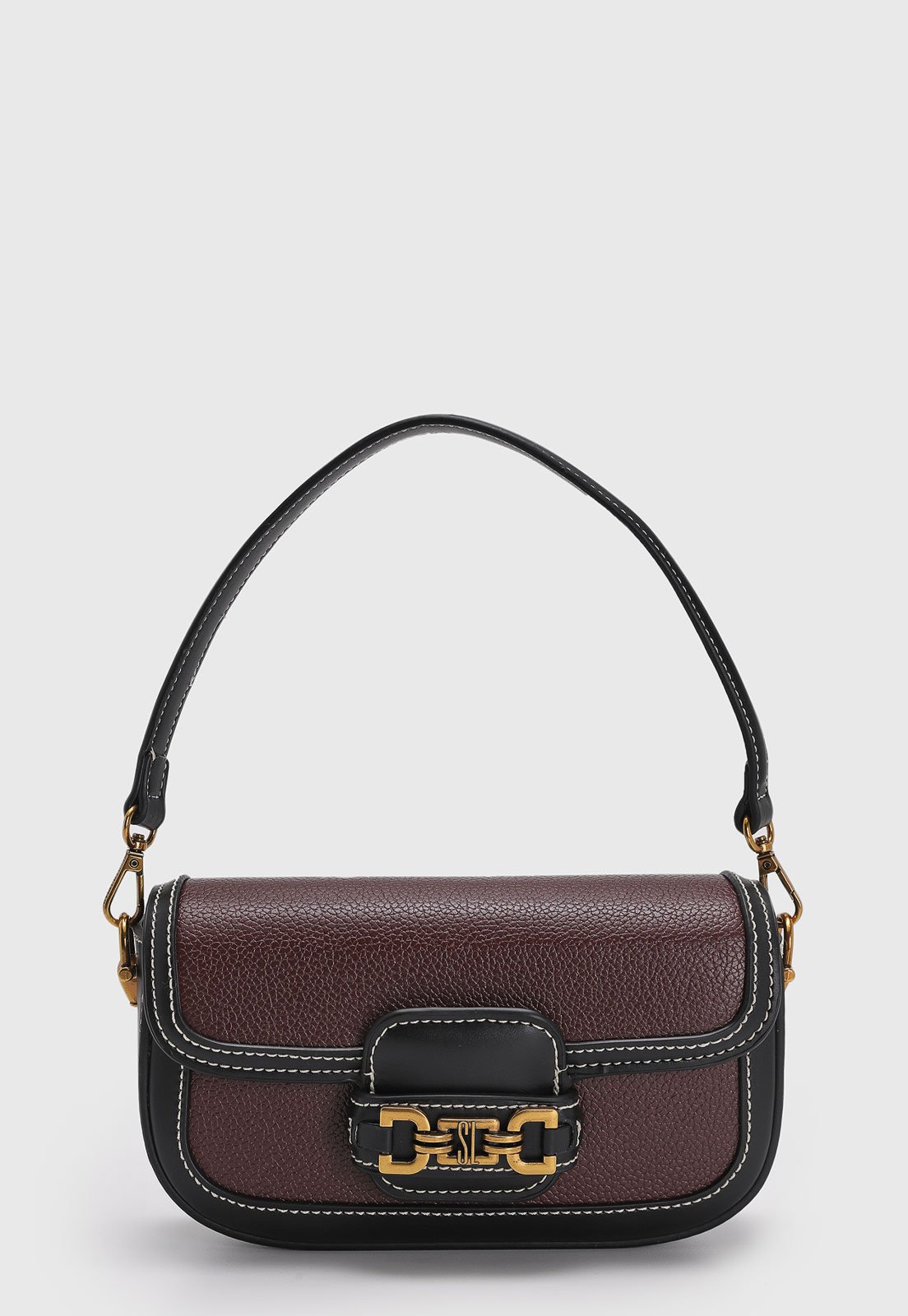 Bolsa Feminina Santa Lolla Média Monograma Bordô e Preto