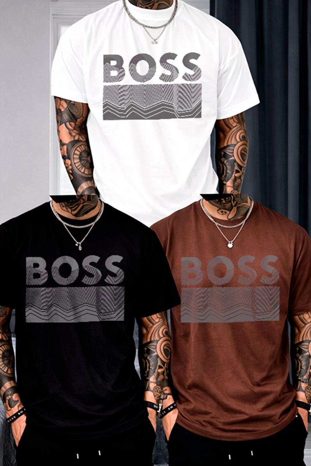 Kit 3 Camisetas Oversized Boss Urban Pattern Fashion