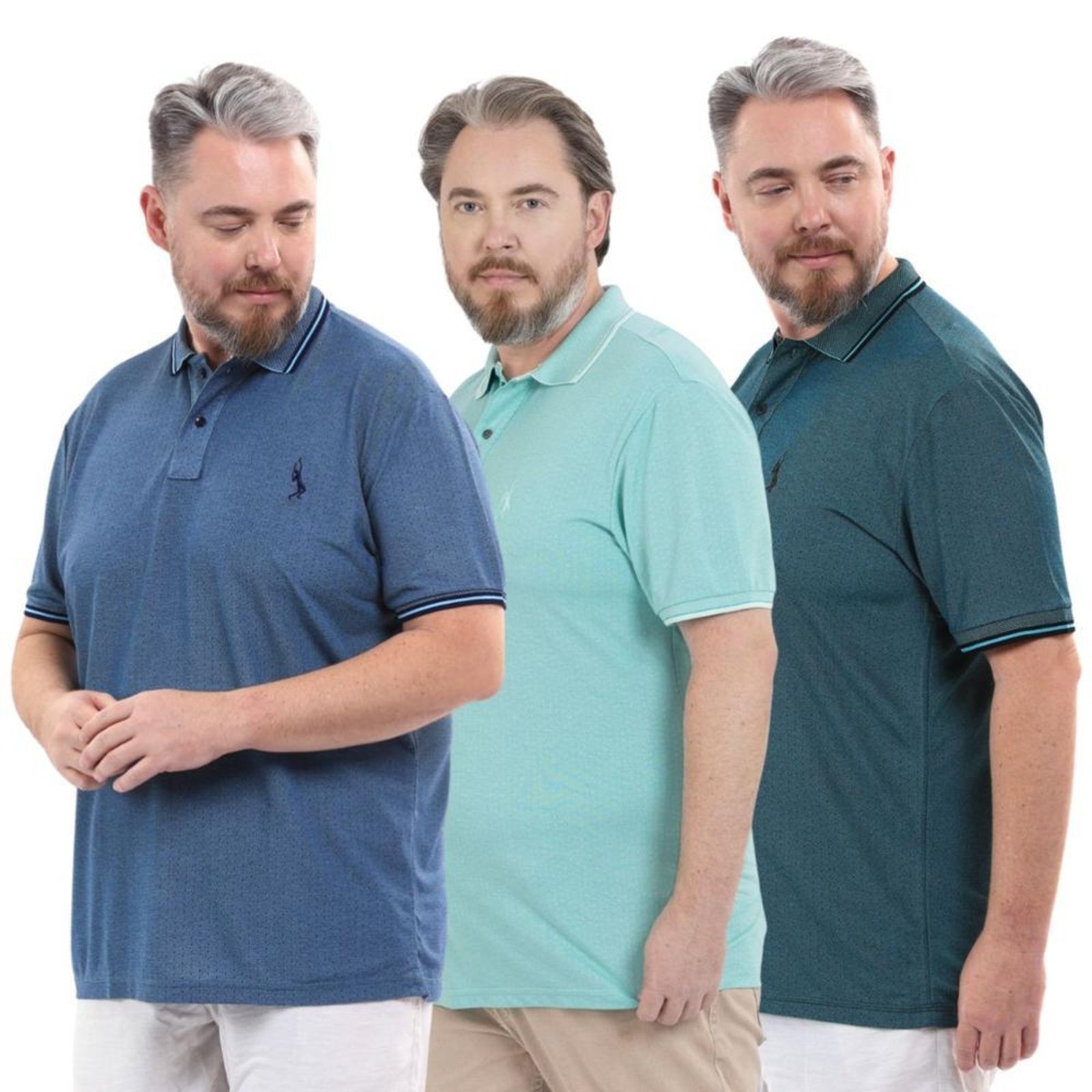 Kit 3 Camisa Polo Plus Masculina Piquet Dia a Dia