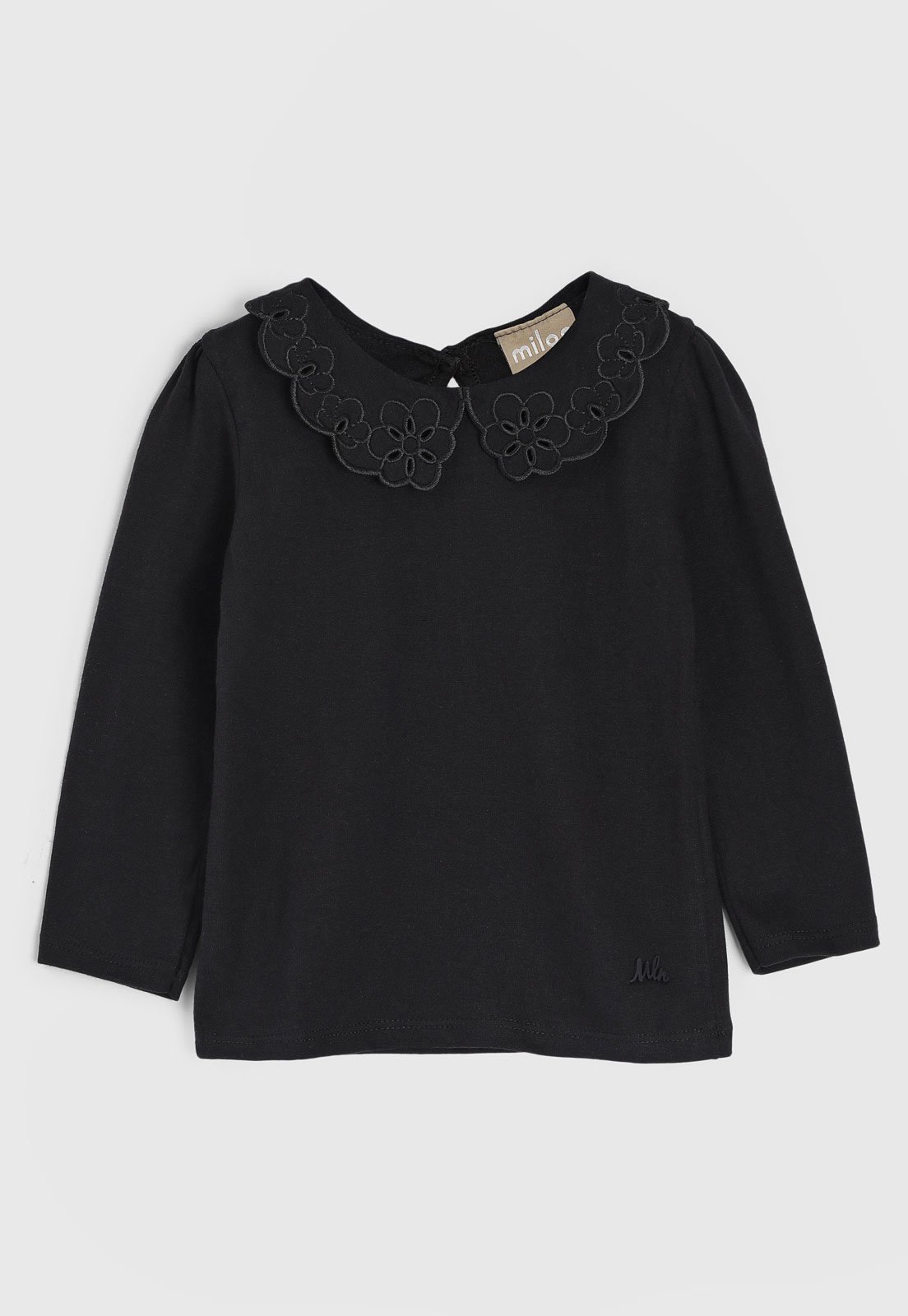 Blusa Manga Longa Milon Gola De Laise Preta