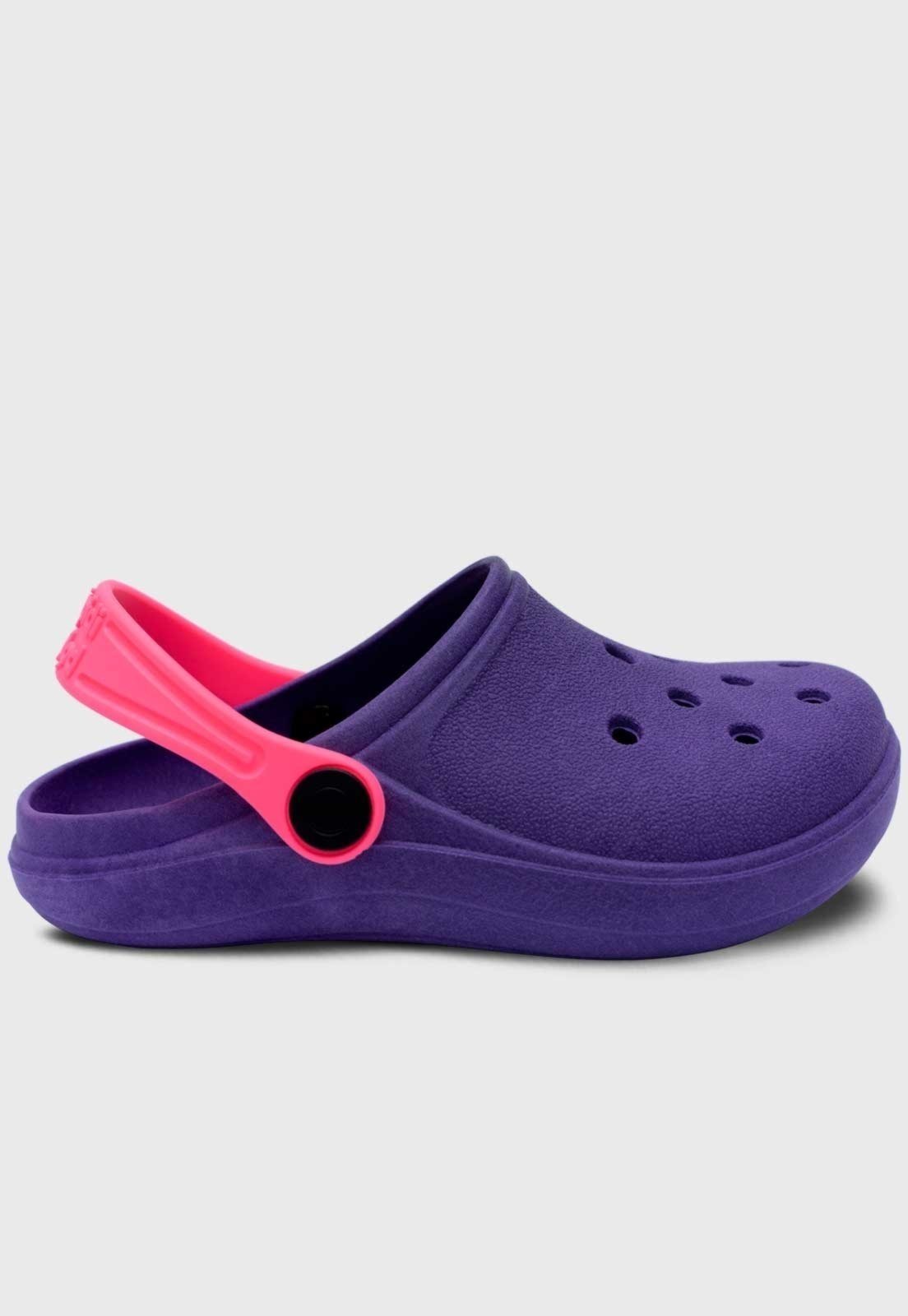 Vista 3 Infantil - Kit Bolsa e Sandalia Babuche Chinelo Pópidi Menina Roxo e Pink roxo pink Pópidí roxo pink