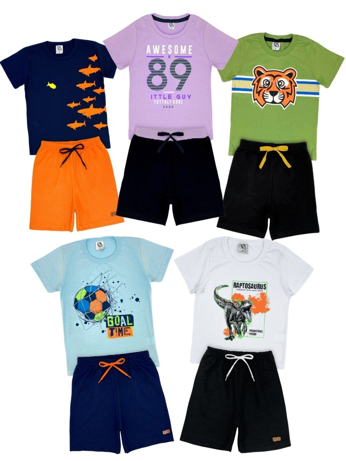 Vista 3 Infantil - Kit Sortido Platinum 10 Peças de Roupas Menino Verão - 5 Camisetas + 5 Bermudas PLATINUM KIDS multicolorido PLATINUM KIDS multicolorido