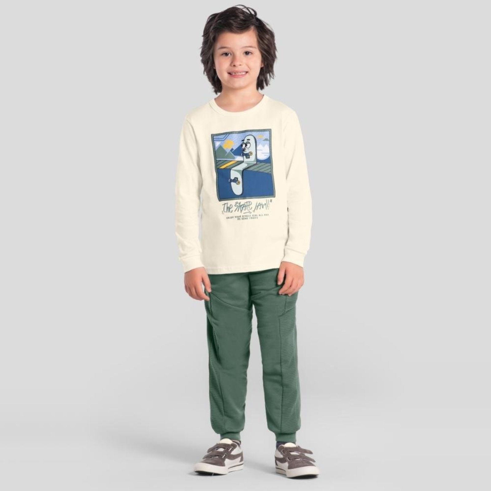 Infantil - Conjunto menino estampa em gel de skate Brandili