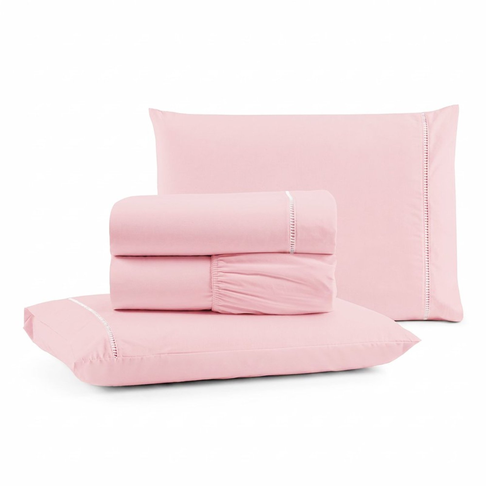 Jogo de Cama Lençol Egipicio Padrão Micropercal 600 fios Macio 4 Peças Algodão - Rosa