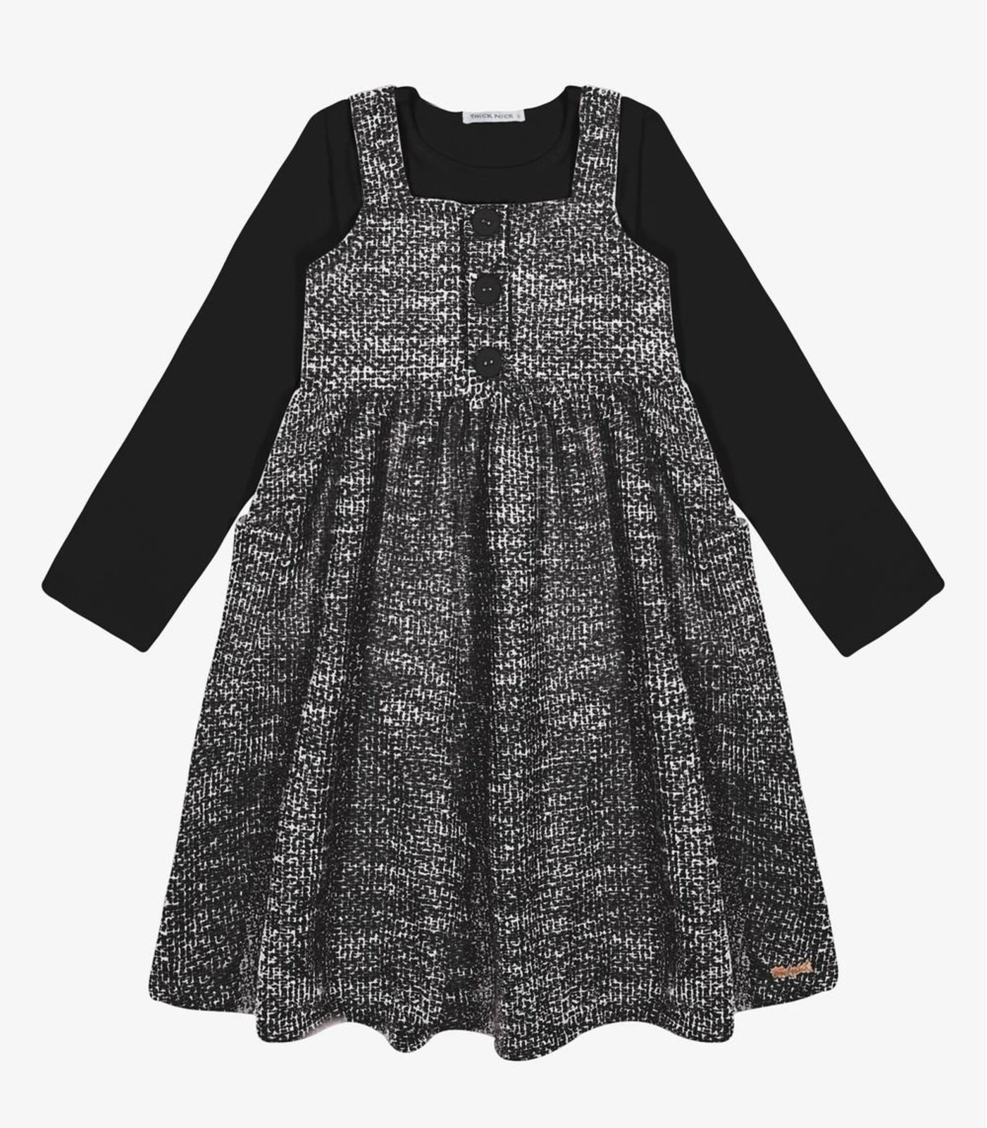 Infantil - Conjunto Vestido com Blusa Menina Trick Nick Preto