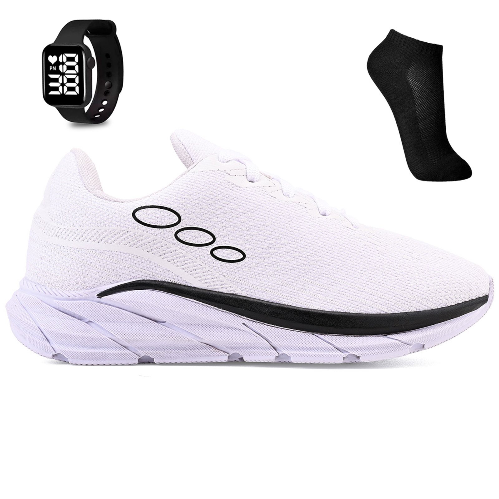 Kit Tenis Esportivo Unissex Academia + Meia e Relogio
