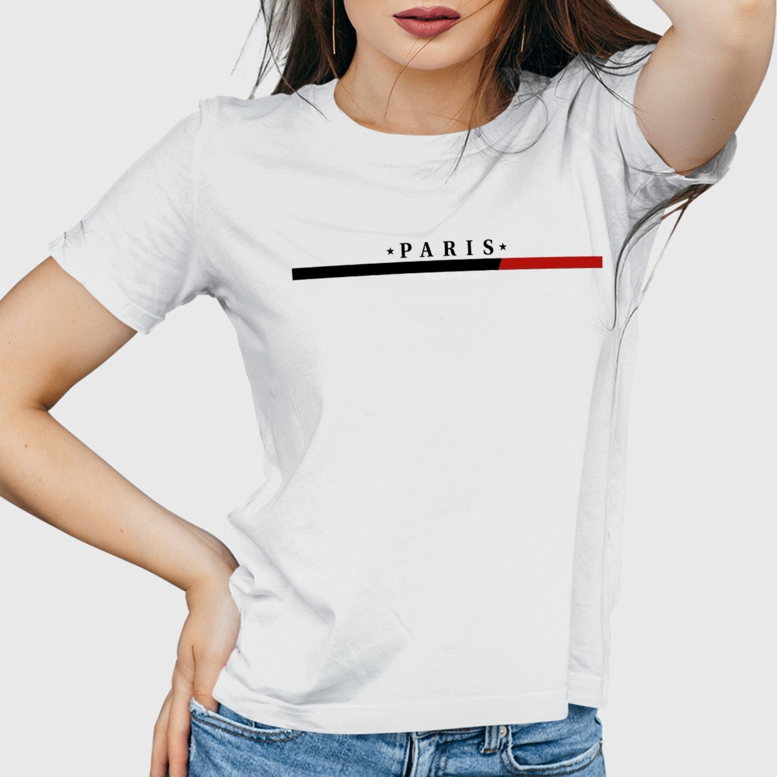 Camiseta Feminina Branca Paris Algodão Premium Benellys