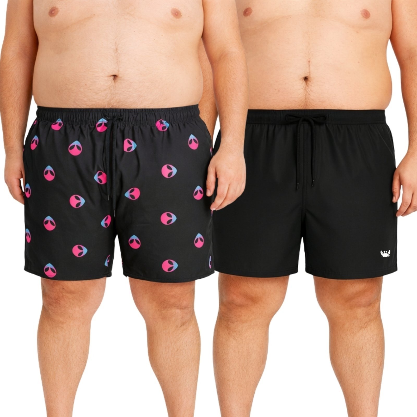 Vista 2 Kit 2 Short Tactel Masculino Plus Size Moda Praia Bermuda Relaxado branco Relaxado branco