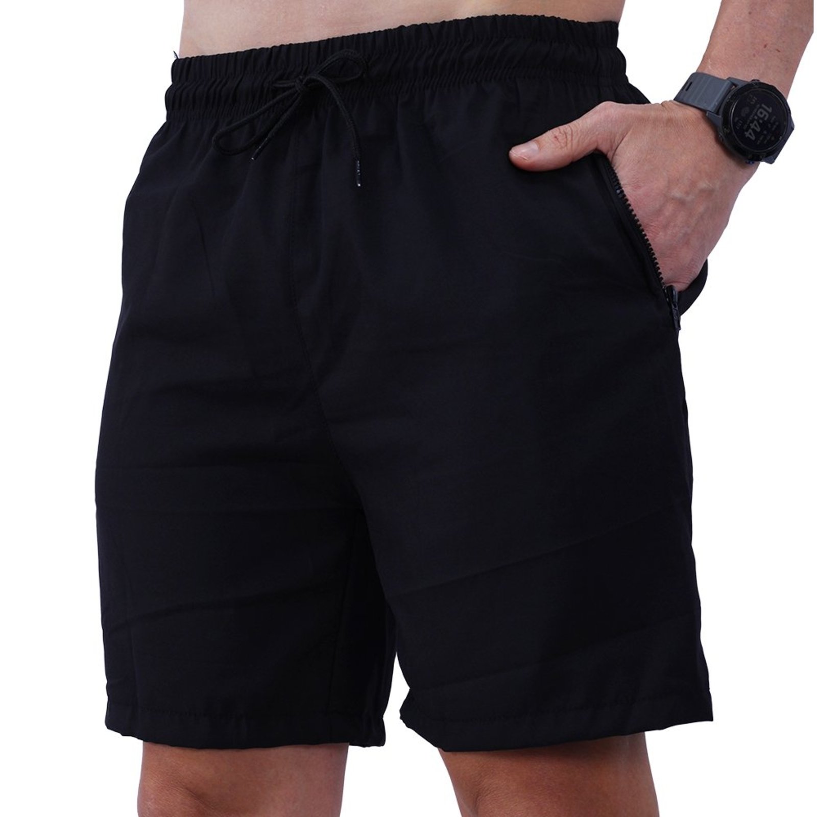 Bermuda em Tactel com Elastano Masculino MXD Conceito Bolso Com Ziper Preto