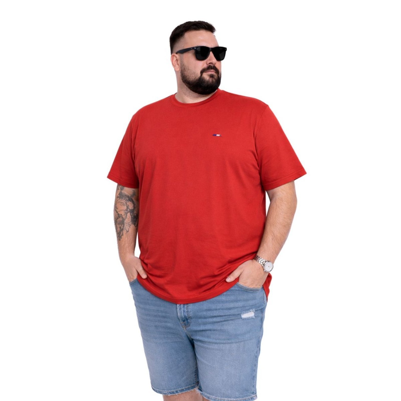 Camiseta Plus Size Masculina Industrie Premium Básica Casual Vermelho