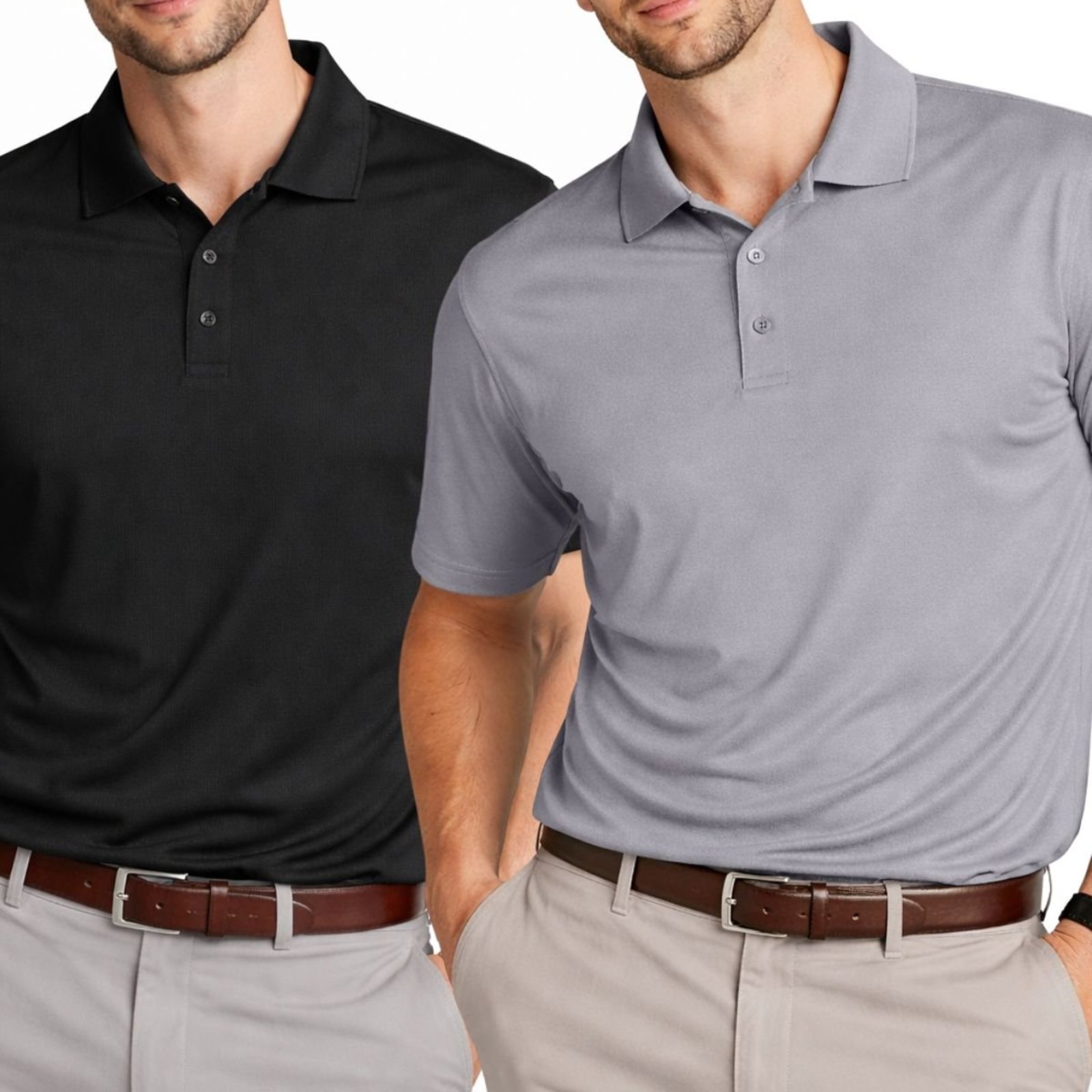 Kit 2 Camisas Polo Masculina Poliamida Premium Preto e Cinza