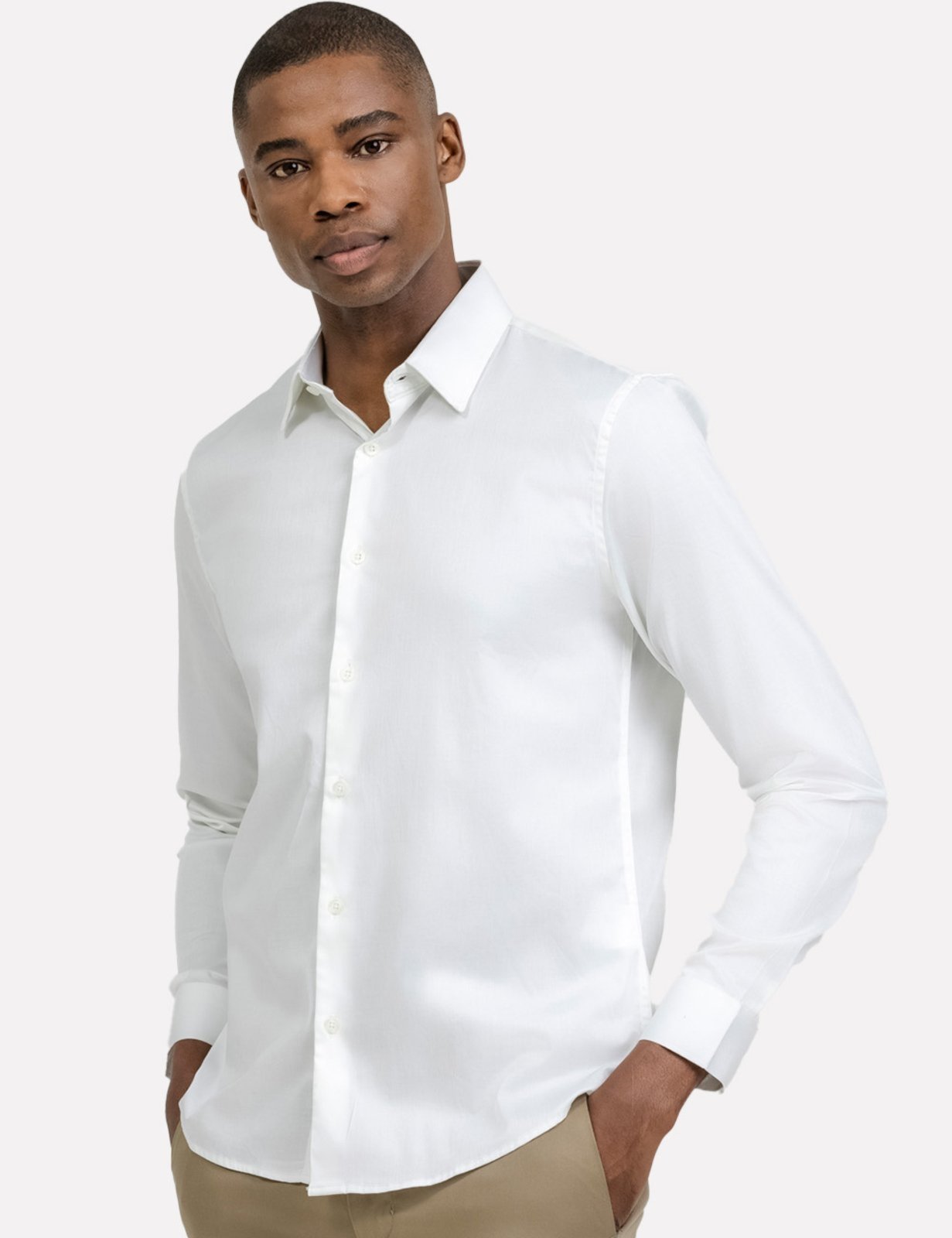 Camisa K&J Black Regular Social Cetim ML Branca