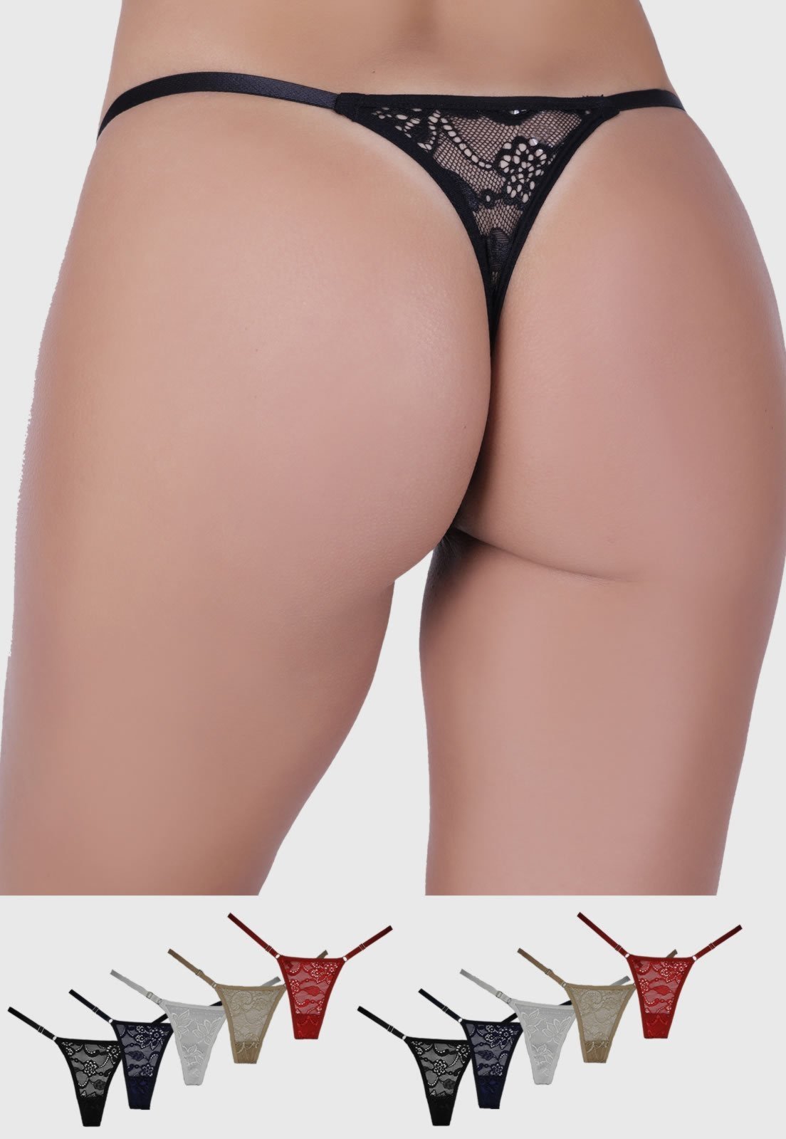 Vista 3 Kit 10 Calcinhas String Fio Dental St Madame multicolorido St Madame multicolorido