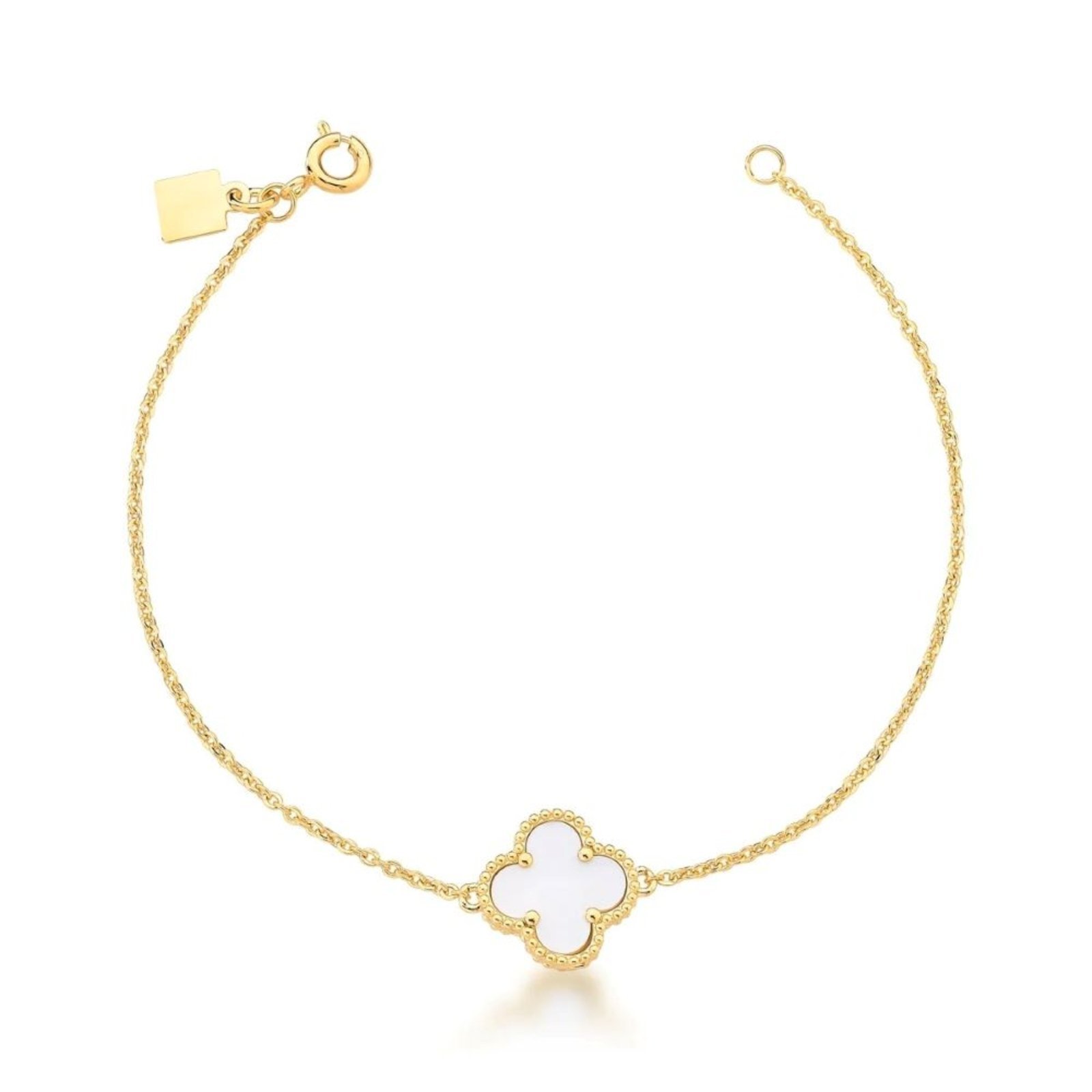 Infantil – Pulseira Maleável Trevo Madrepérola Semijoia Banhada a Ouro 18K Ania Store