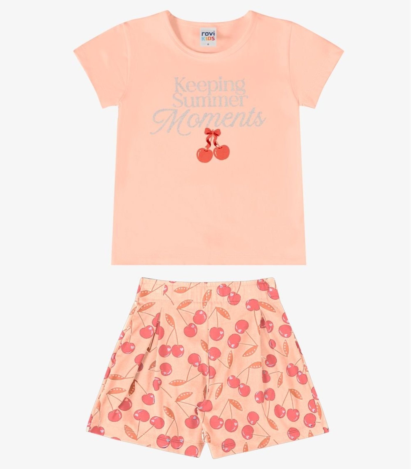 Infantil - Conjunto Verão Menina Estampa Glitter Rovi Rosa