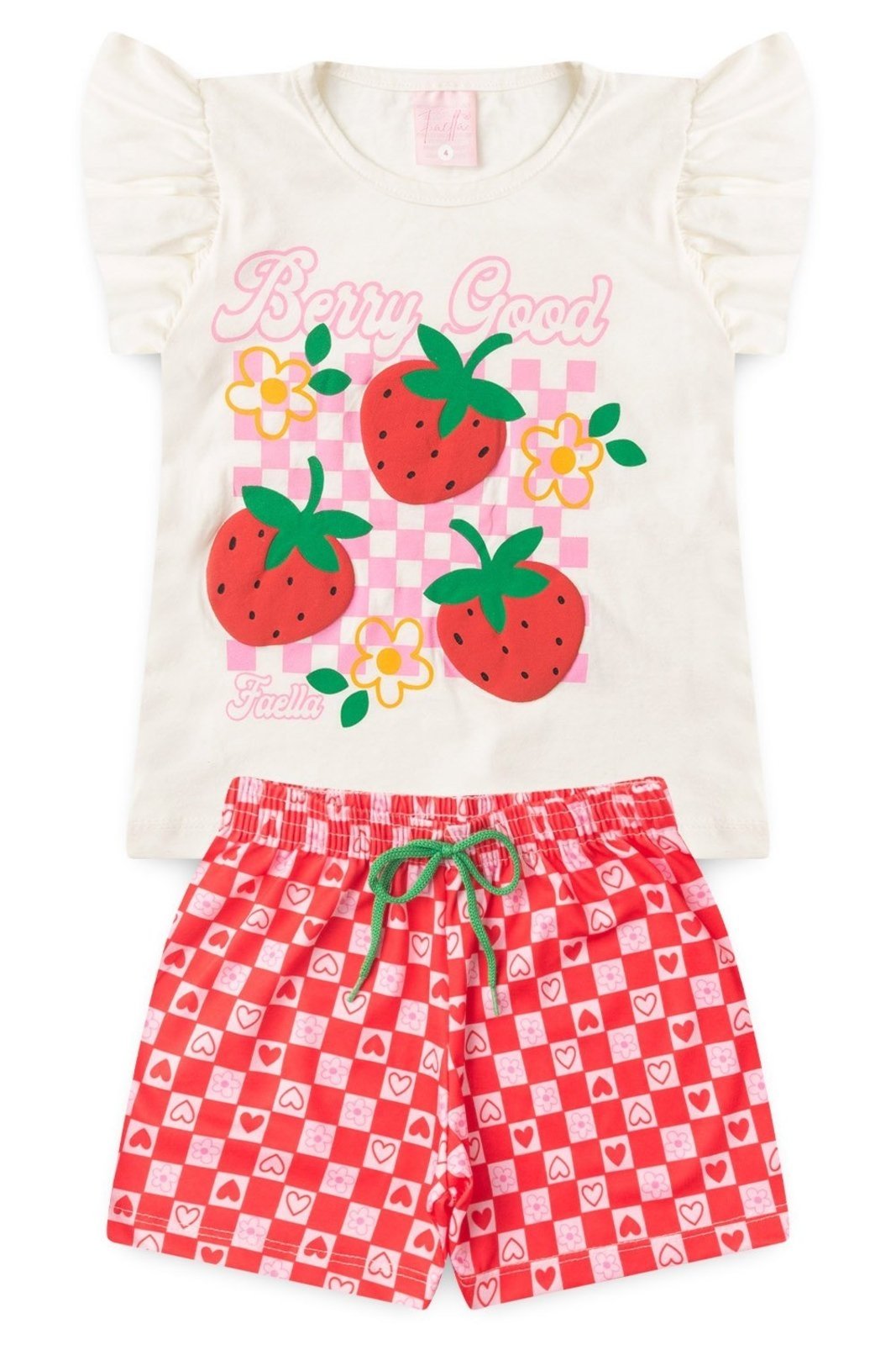 Vista 2 Infantil - Conjunto Verão Feminino Berry good Mega - Off White Mega Kids unico white Mega Kids unico white