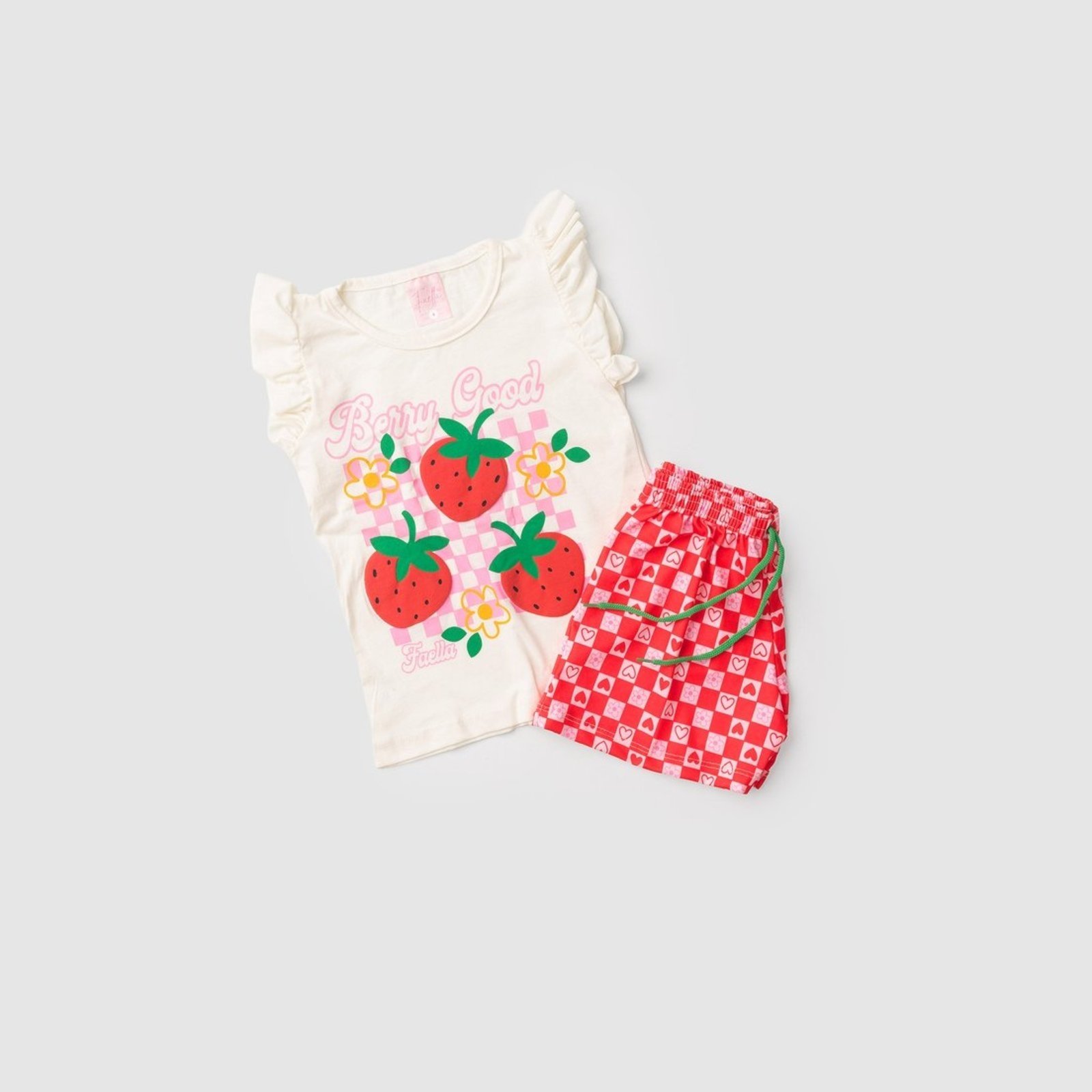 Vista 3 Infantil - Conjunto Verão Feminino Berry good Mega - Off White Mega Kids unico white Mega Kids unico white