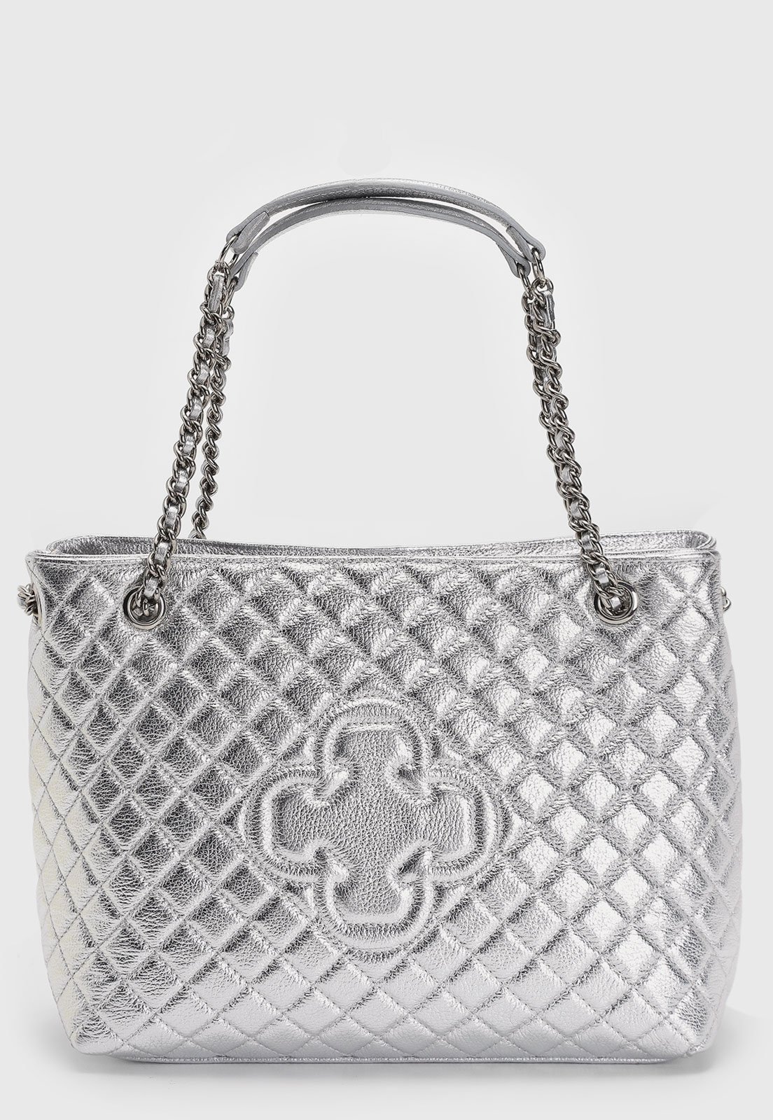 Bolsa Tiracolo Feminina Capodarte Alça Corrente Matelassê Prata