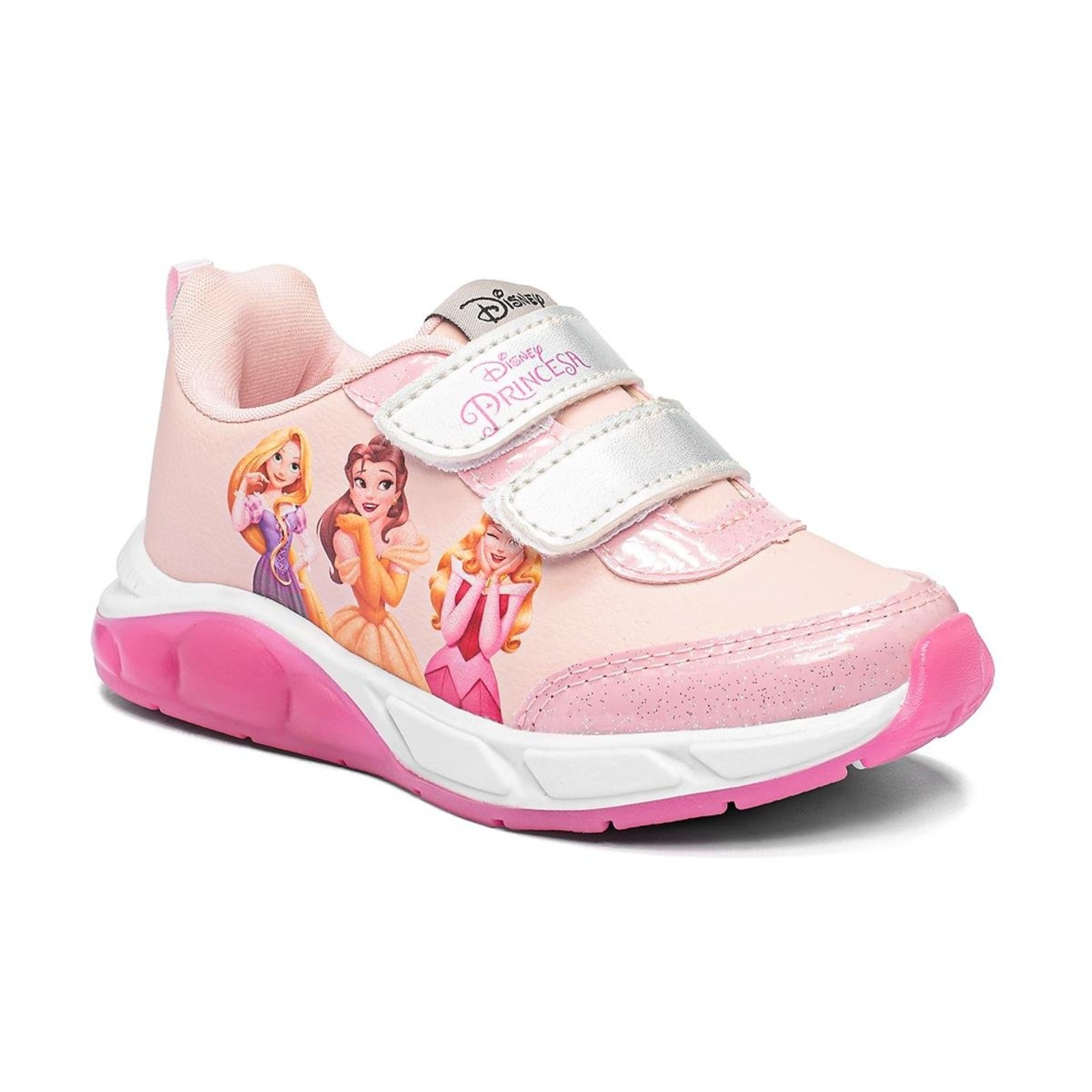 Infantil - Tênis Feminino Disney Princesas Rosa com Solado Confortável 24 ao 31