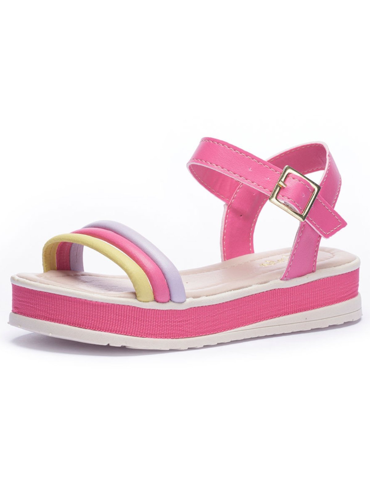 Infantil – Sandália Tininha Flatform Tiras Coloridas Pink