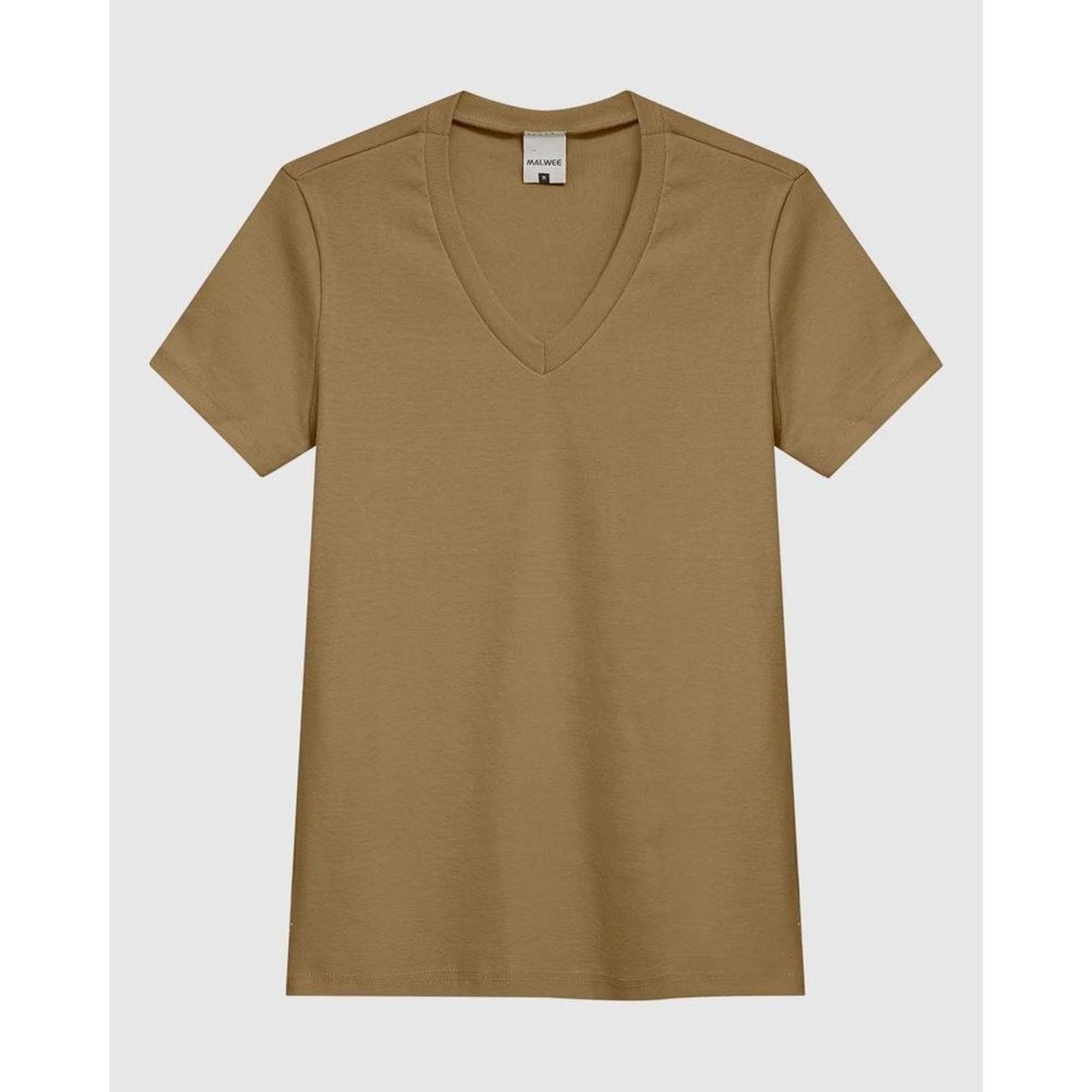 Blusa Feminina Decote V Manga Curta Em Malha Algodão Texturizada