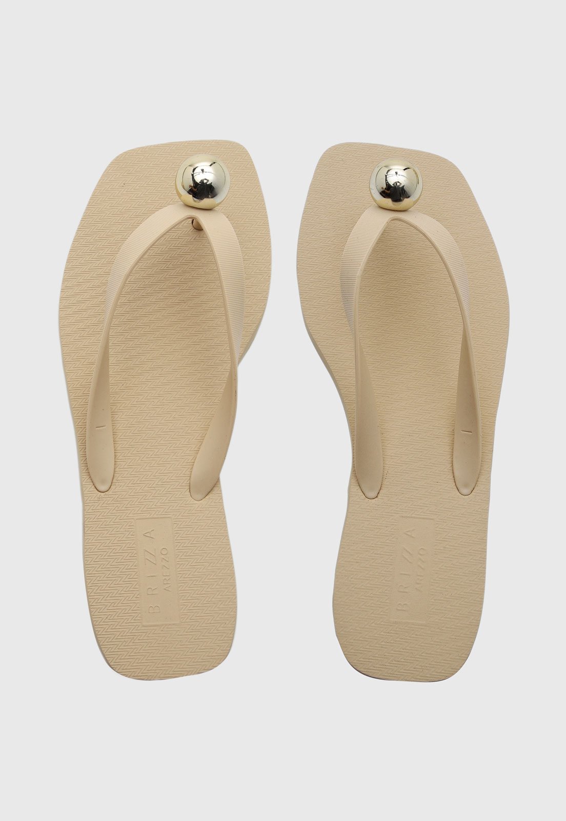 Chinelo Feminino Brizza Arezzo Dedo Detalhe Bola Off-White