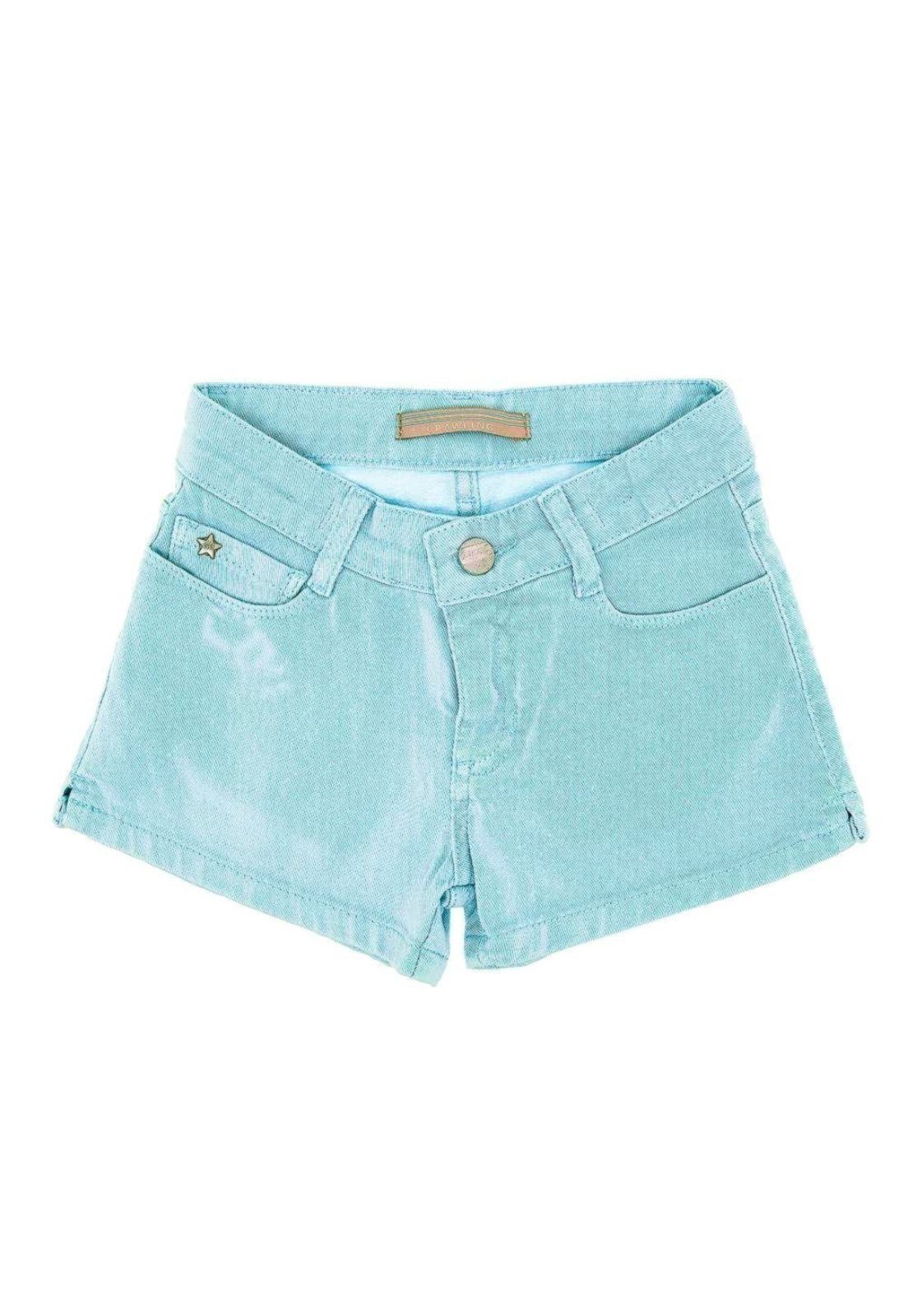 Vista 3 Infantil - Shorts Sarja Crawling Confort Feminino Verde incolor verde Crawling incolor verde