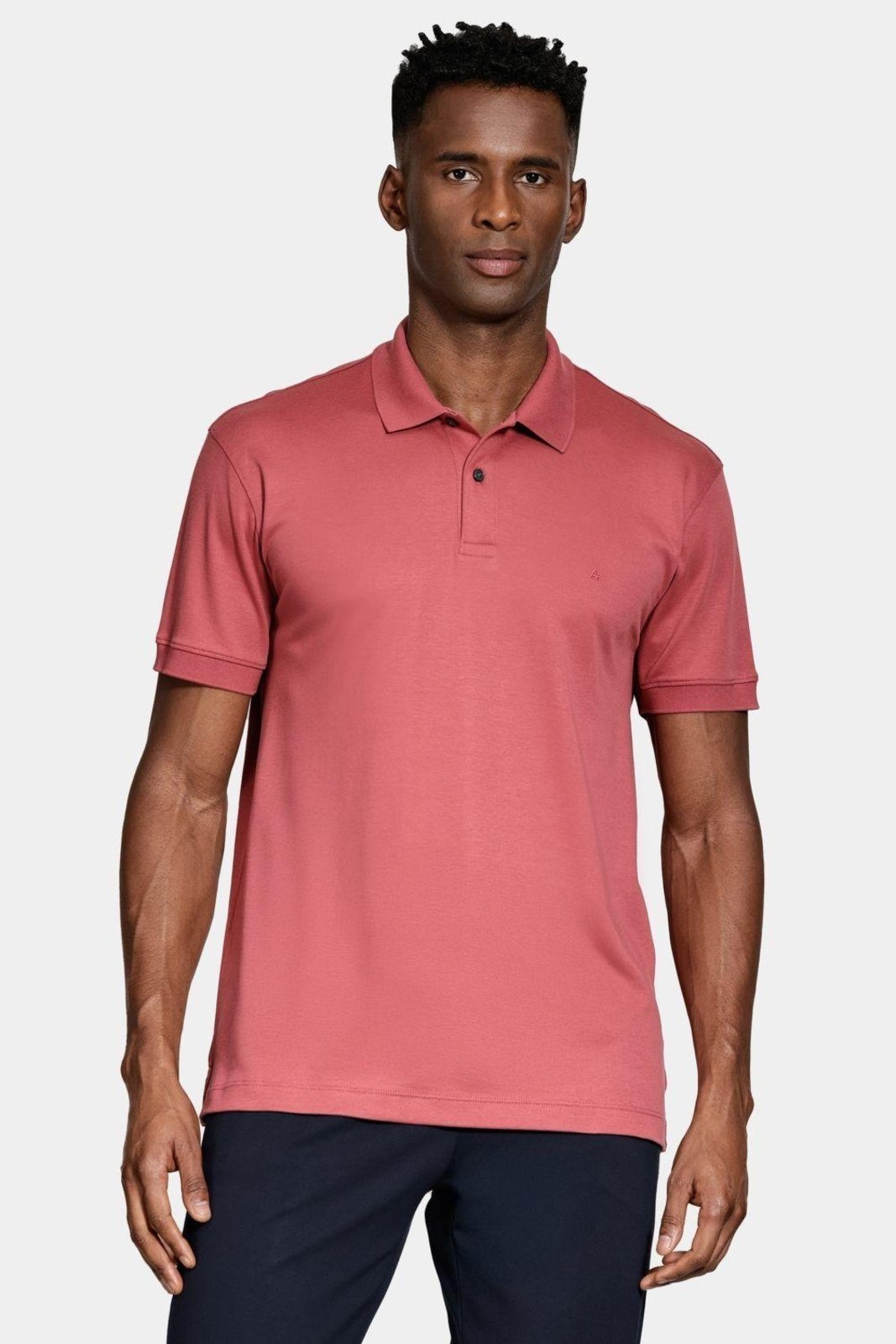 Polo Aramis Manga Curta Interlock Pima Terracota