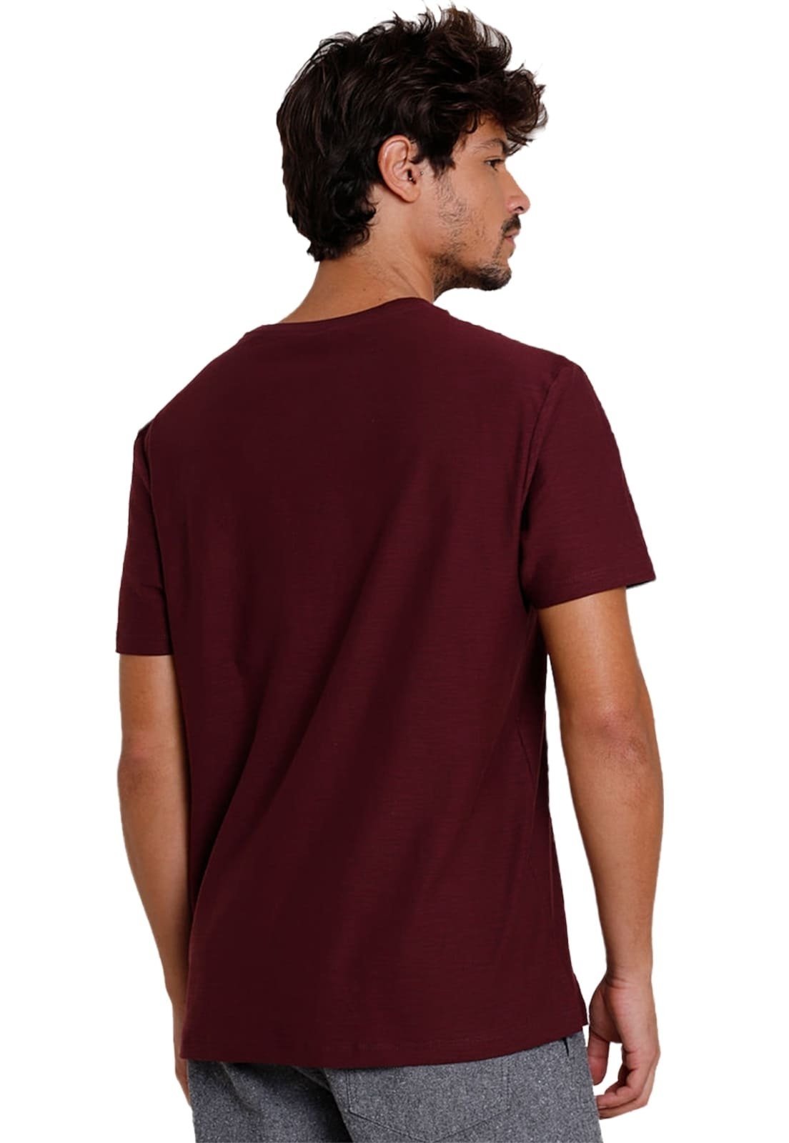 Vista 3 Camiseta Gola V Vermelho Bordo Di Nuevo 100% Algodão vinho Di Nuevo vinho
